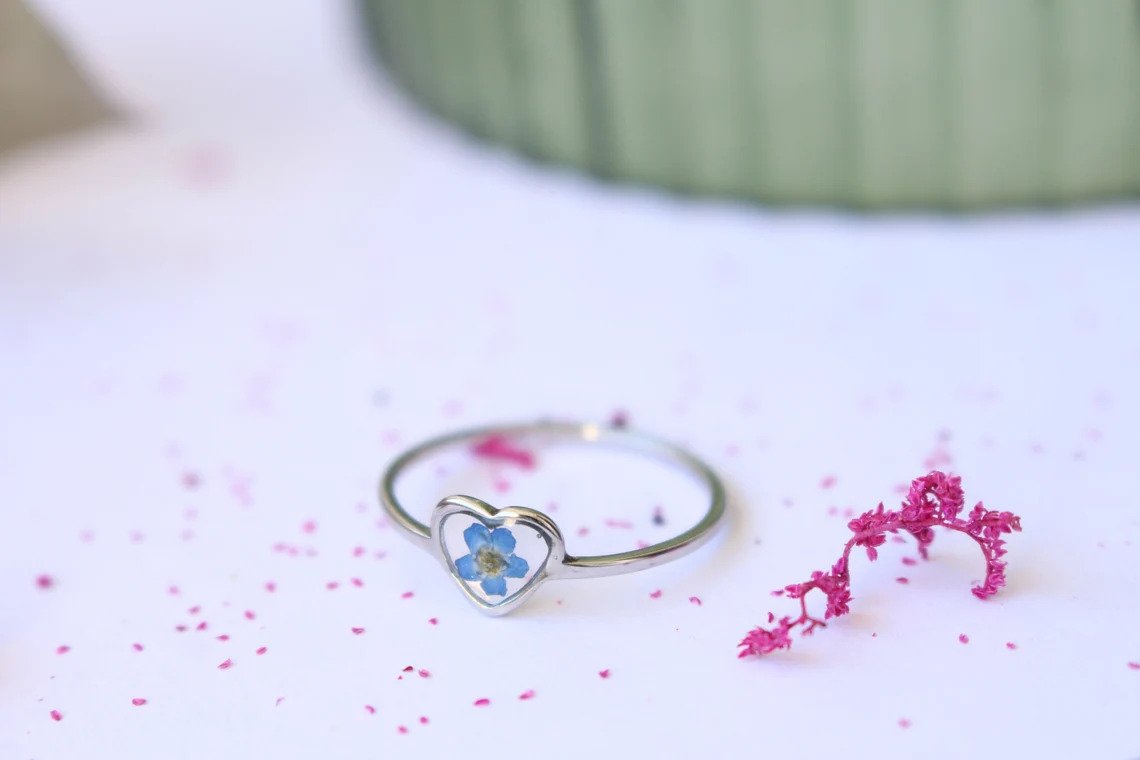 Fancy Forget-Me-Not Pressed Flower Ring