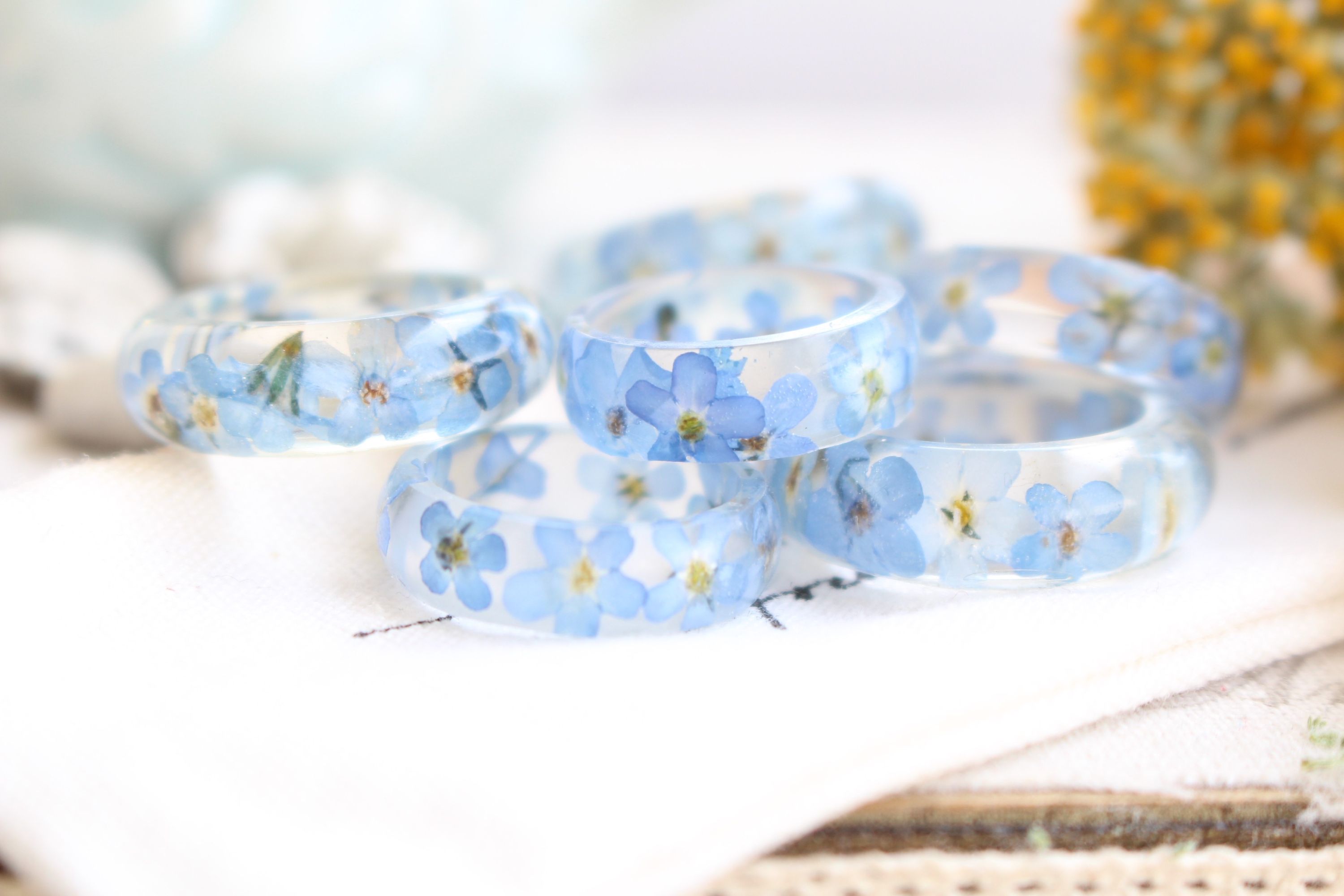 Fancy Forget-Me-Not Pressed Flower Ring