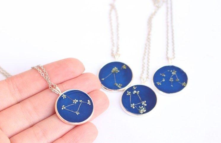 Fancy Zodiac Pressed Flower Necklace