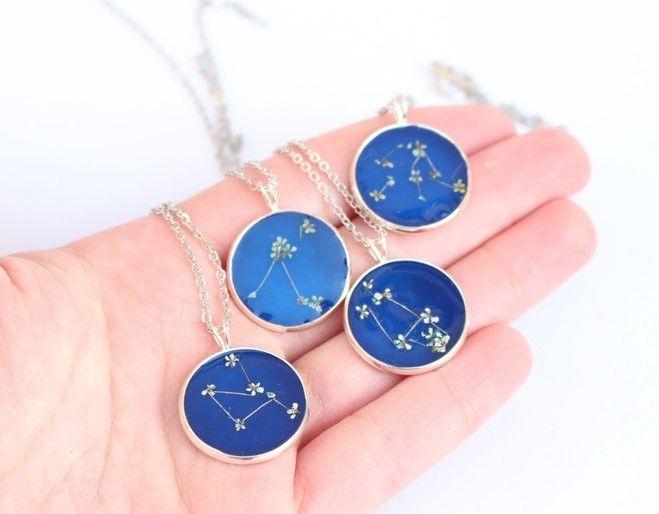 Fancy Zodiac Pressed Flower Necklace