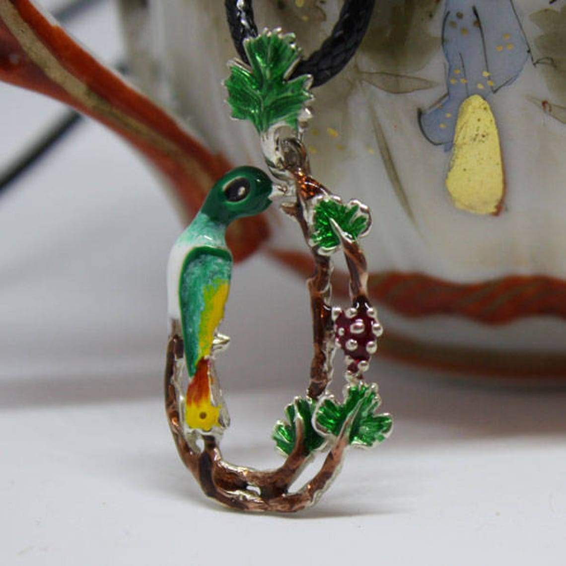 ArtZard Armenian Bird Letter Trchnakir Silver Pendant with Enamel