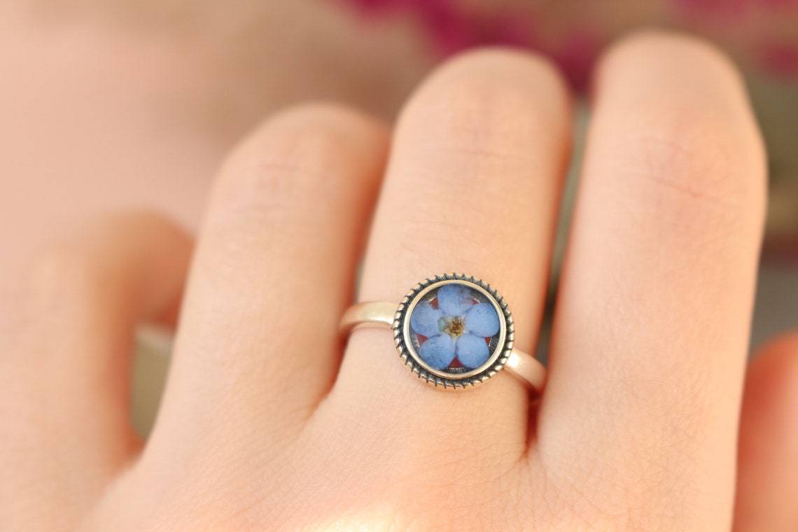 Fancy Forget-Me-Not Adjustable Silver Ring