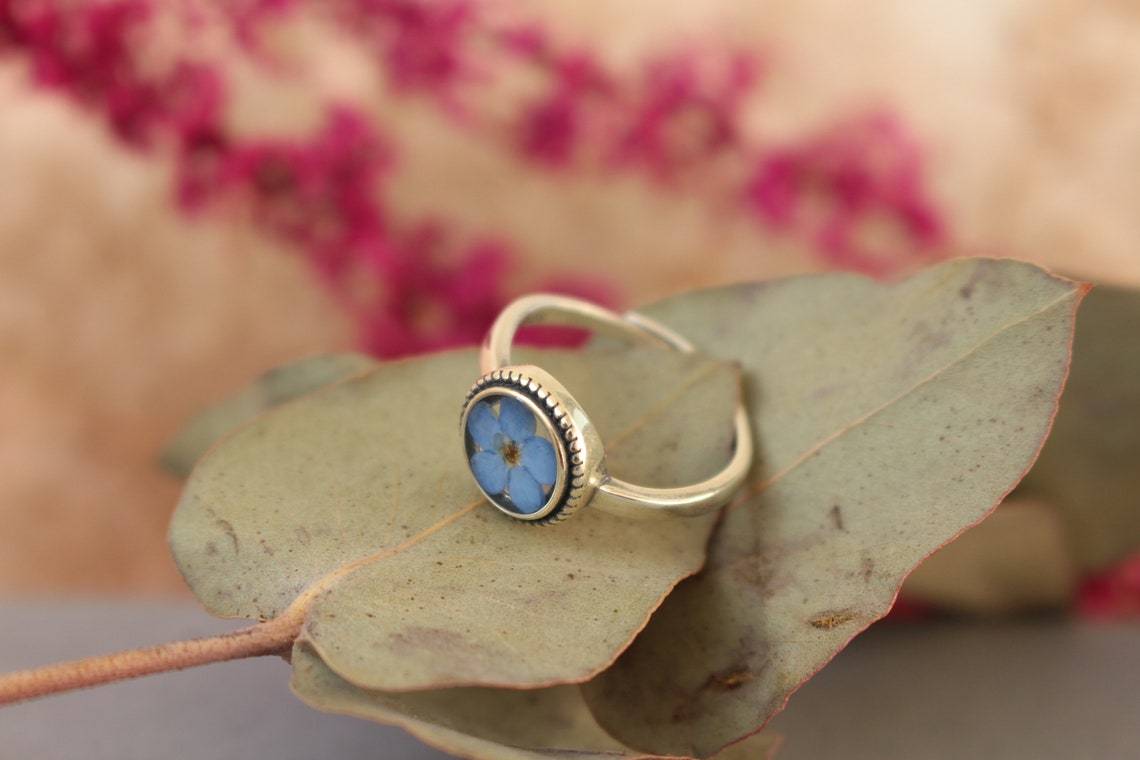 Fancy Forget-Me-Not Adjustable Silver Ring