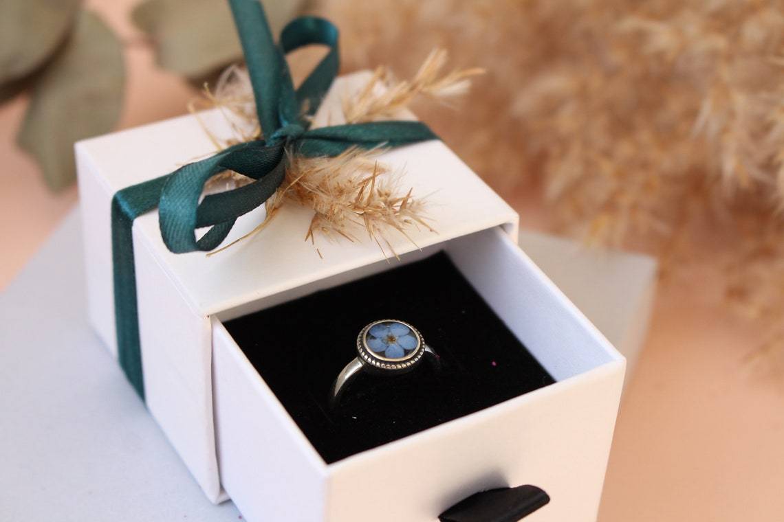 Fancy Forget-Me-Not Adjustable Silver Ring