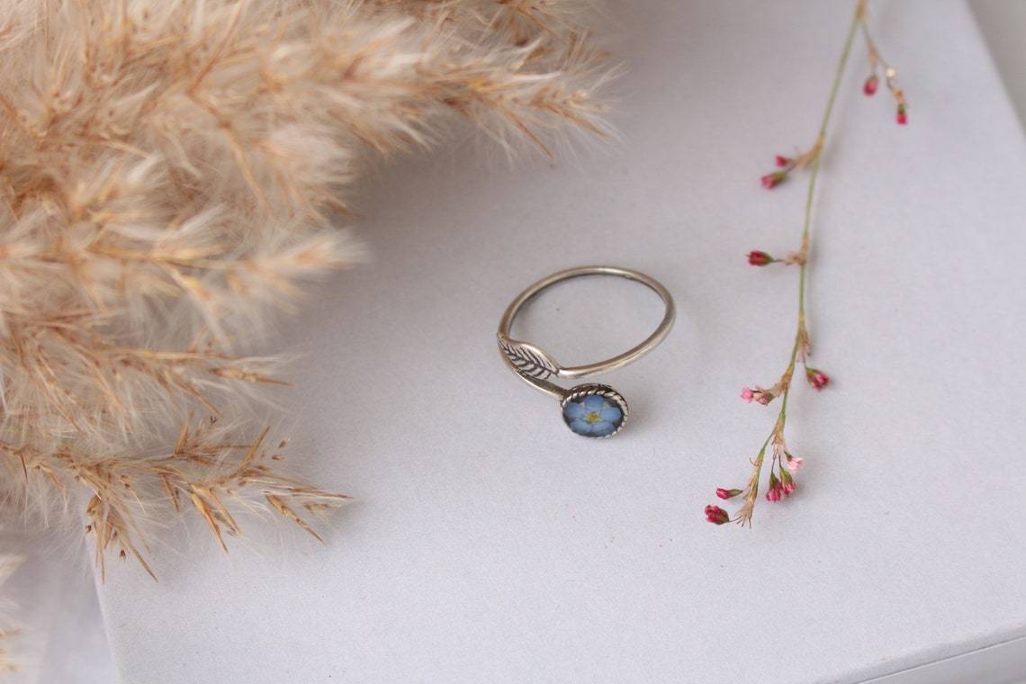 Fancy Forget-Me-Not Adjustable Silver Ring