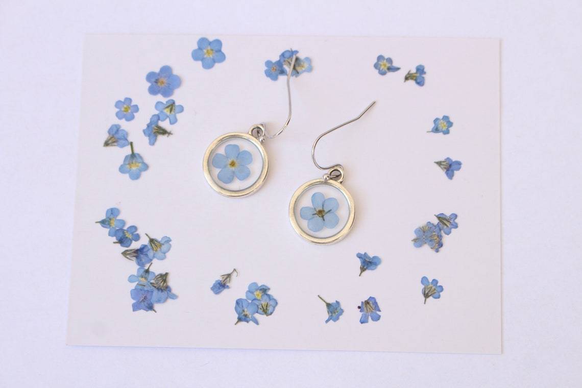 Fancy Forget-Me-Not Brass Earrings
