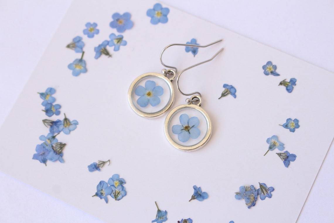 Fancy Forget-Me-Not Brass Earrings