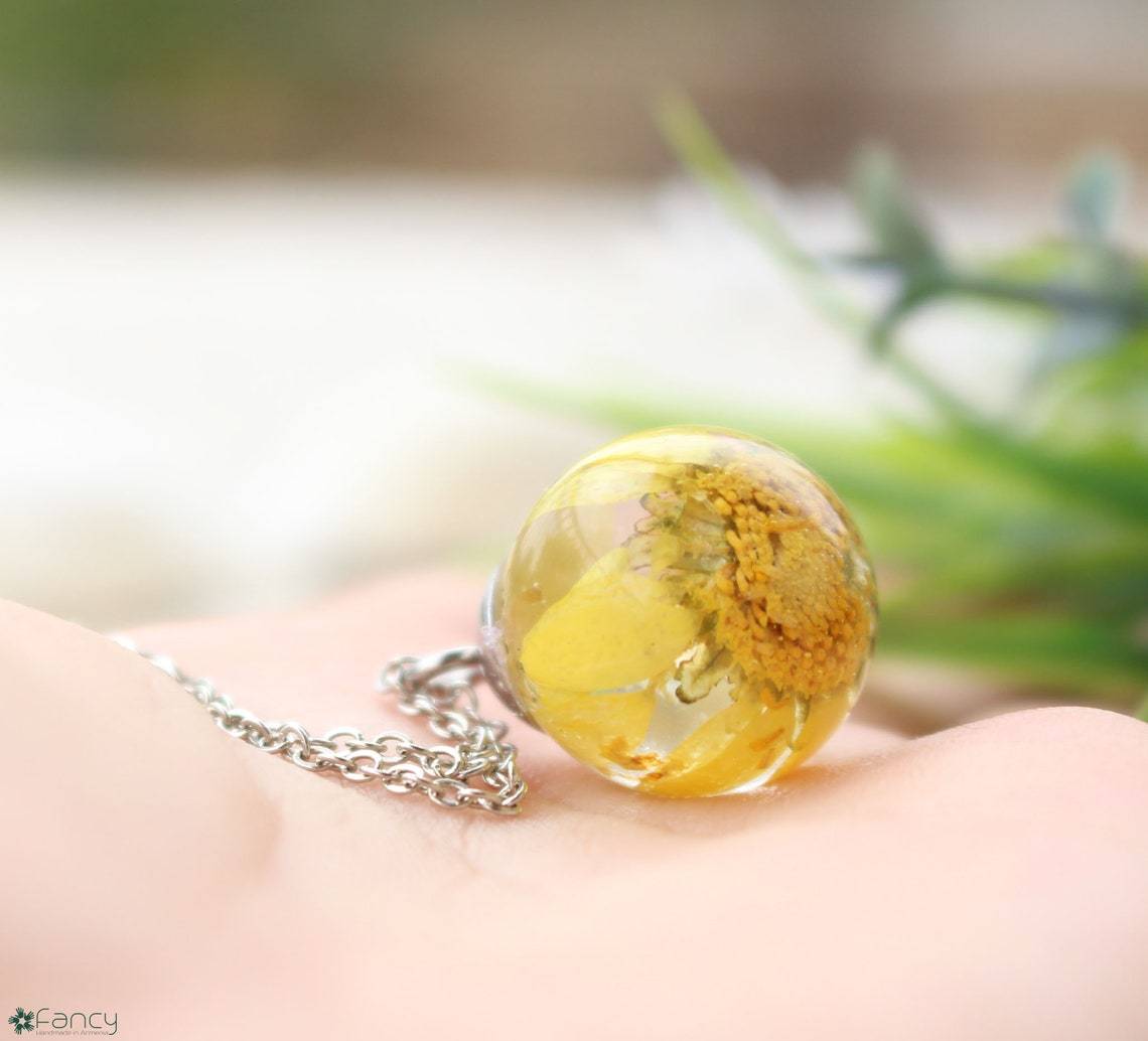Fancy Sunflower Silver Necklace