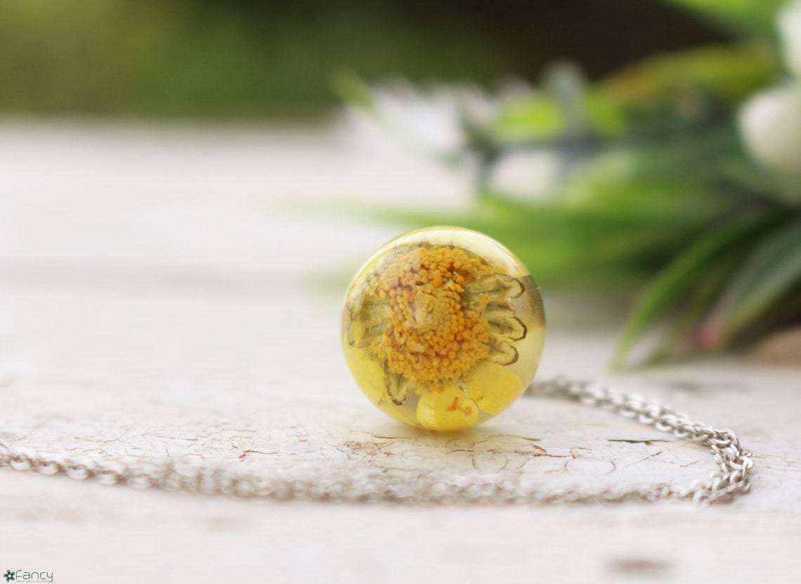 Fancy Sunflower Silver Necklace
