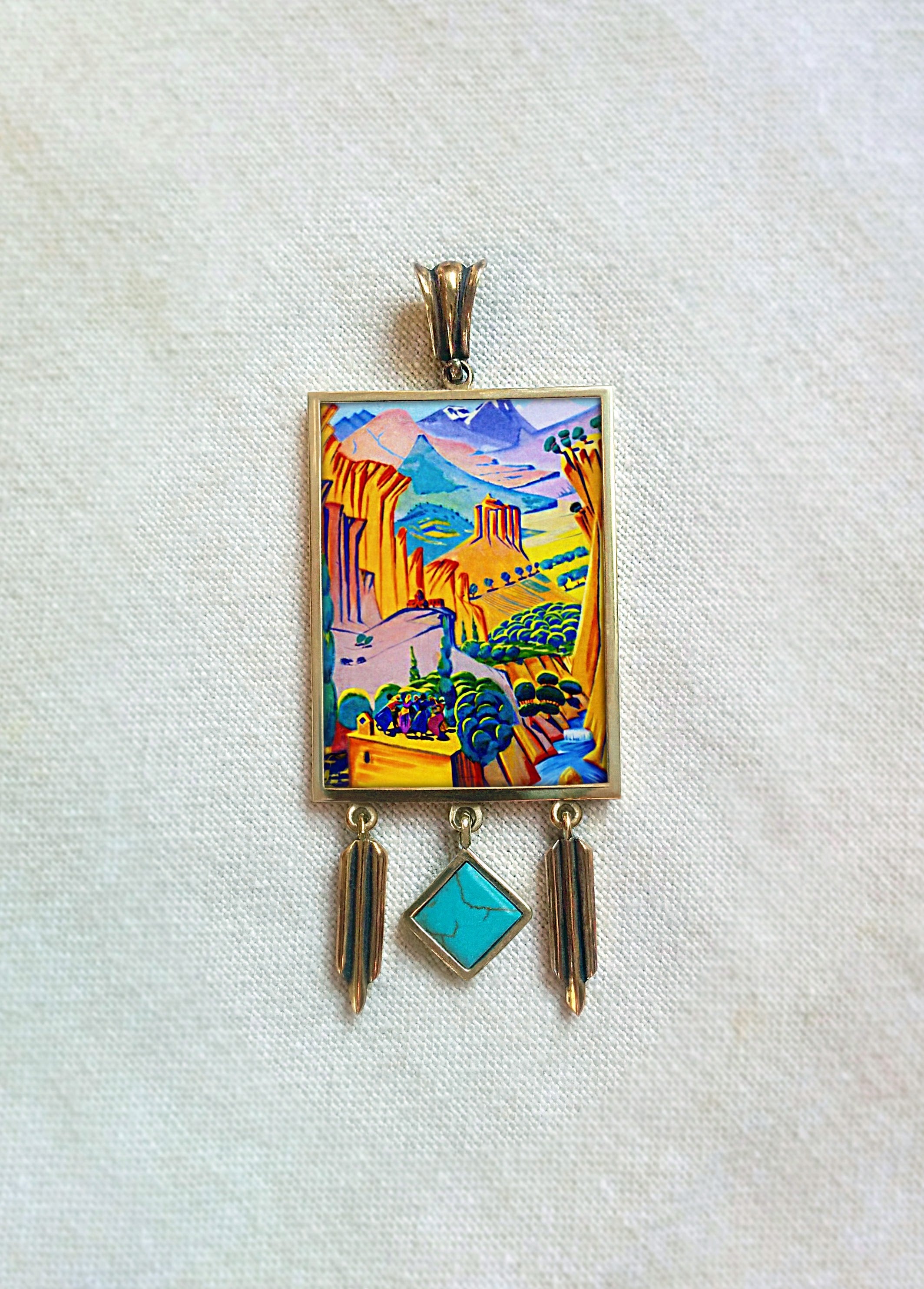 Brass Pendant Saryan - "Armenia" by Karine