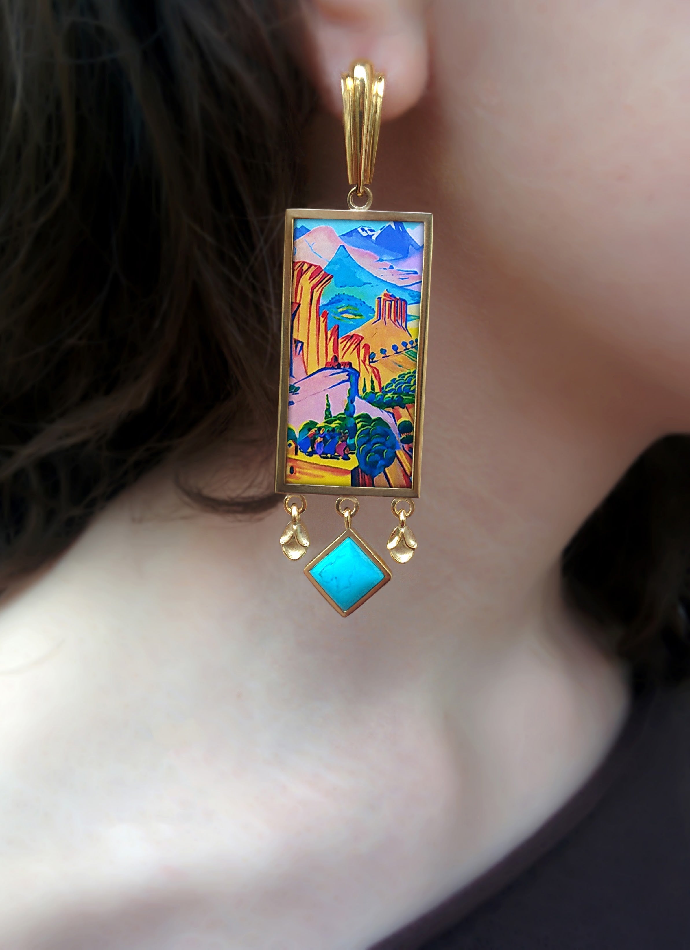 Brass Earrings Saryan - "Armenia" by Karine