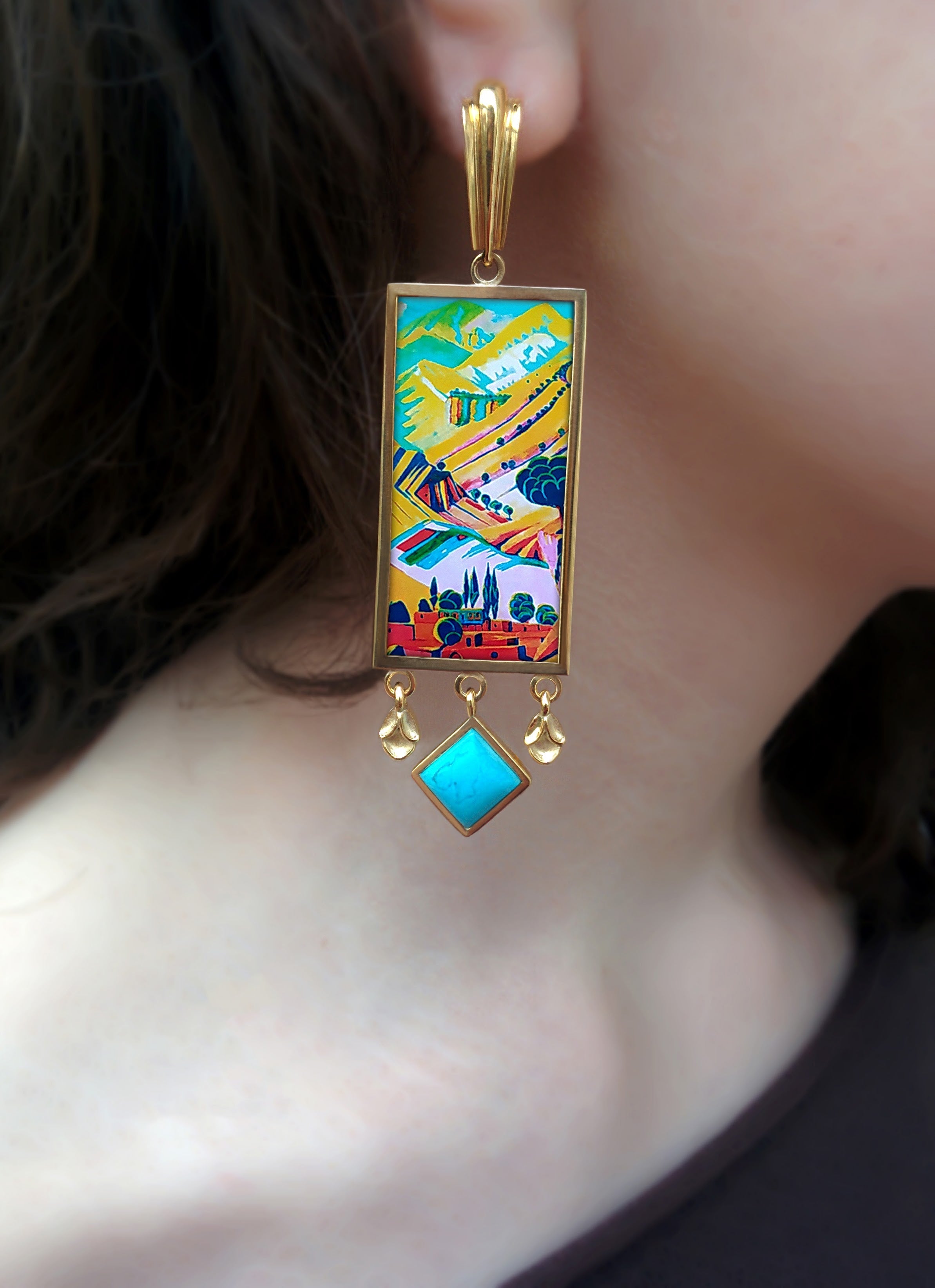 Brass Earrings Saryan - "A Fascinating Landscape" by Karine