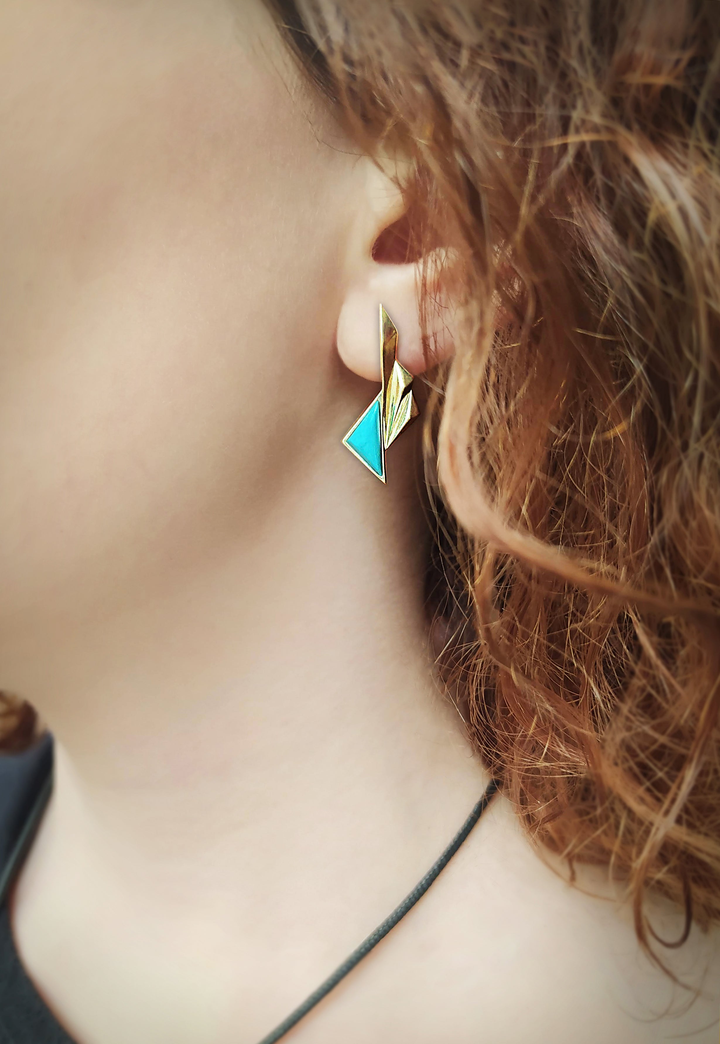 Brass Earrings with Turqouise by Karine