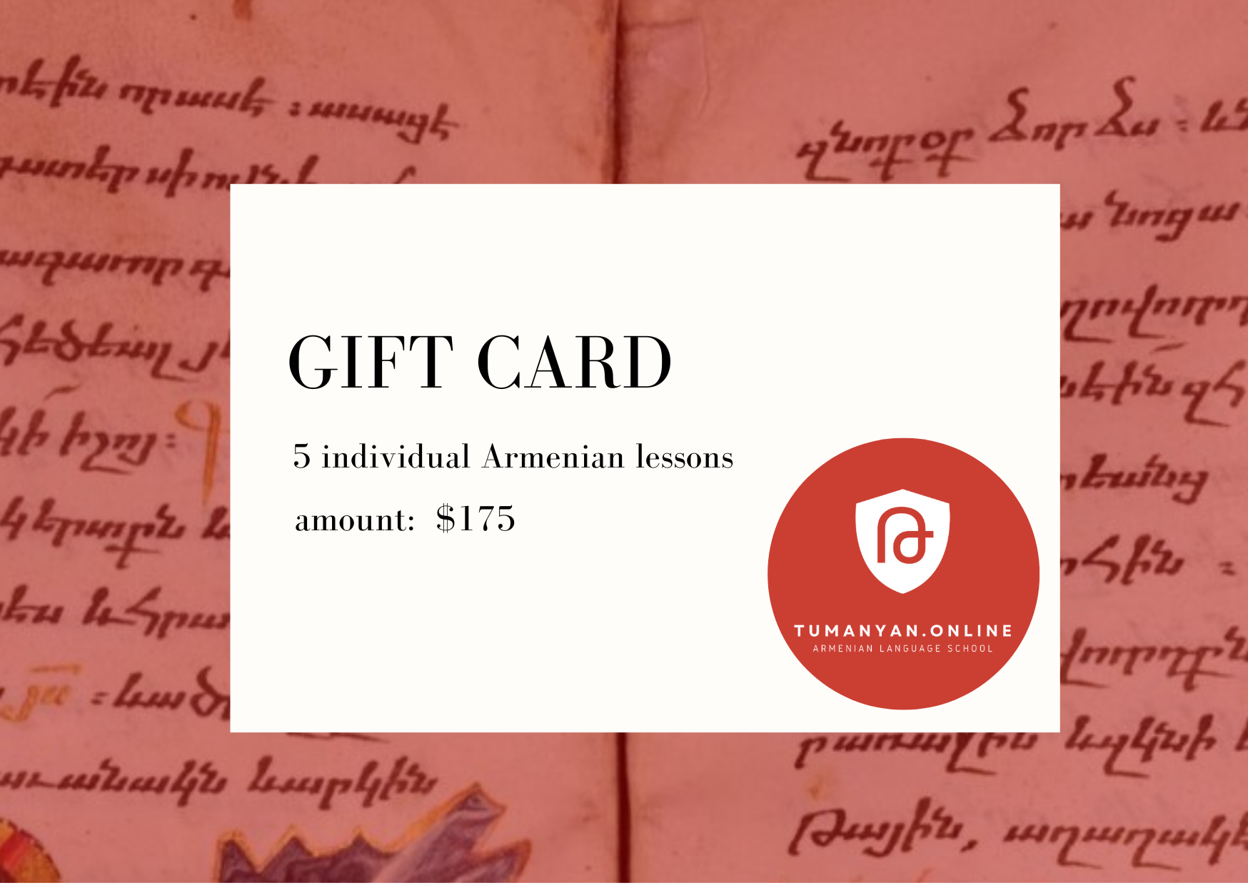 Armenian Language Individual Lessons Gift Card