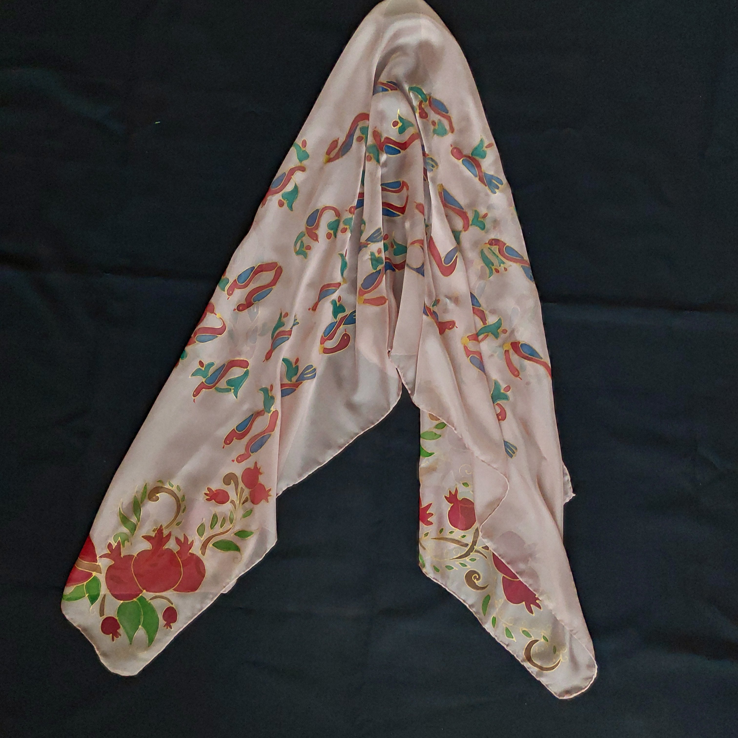 Shoghik Armenian Silk Scarf with Armenian Alphabet
