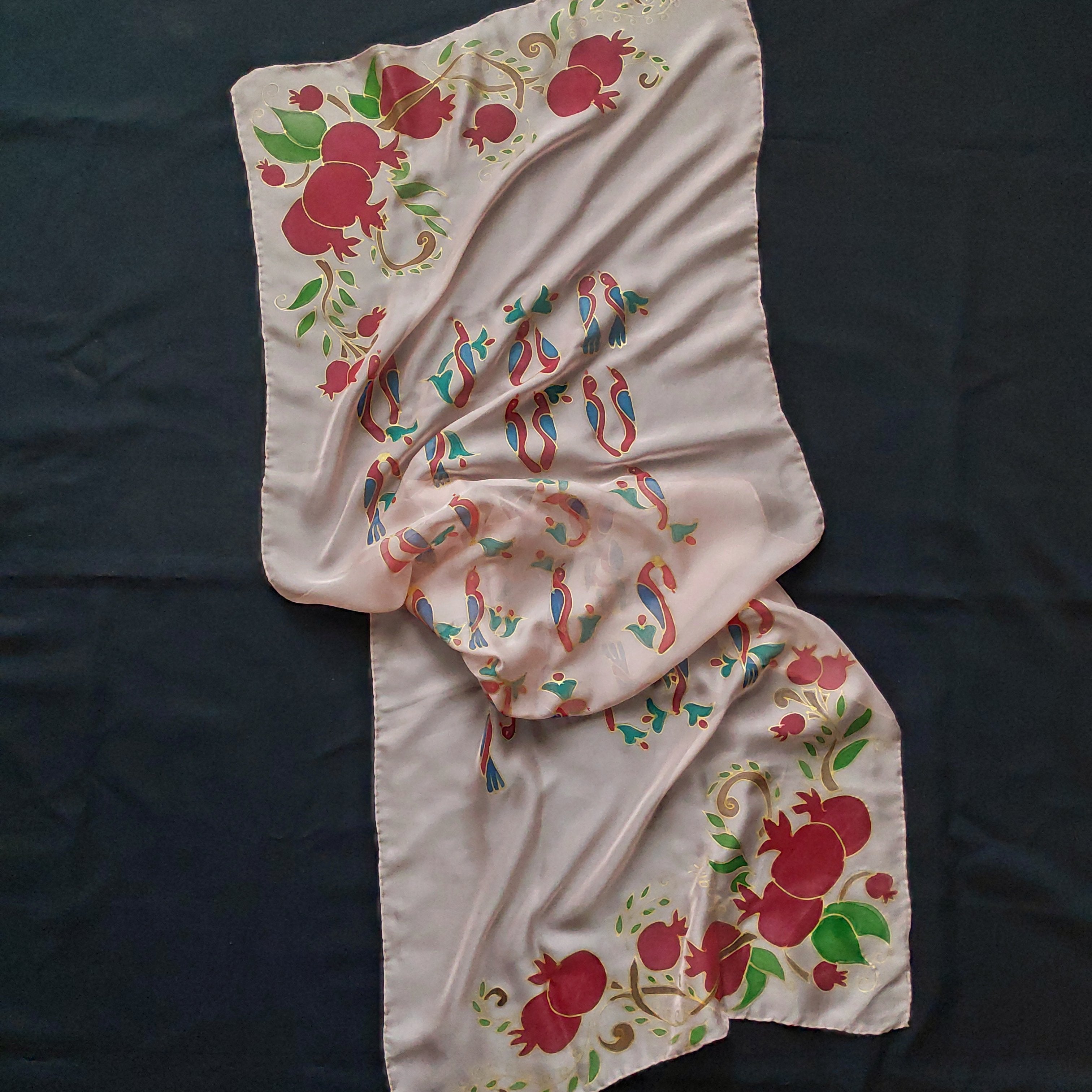 Shoghik Armenian Silk Scarf with Armenian Alphabet