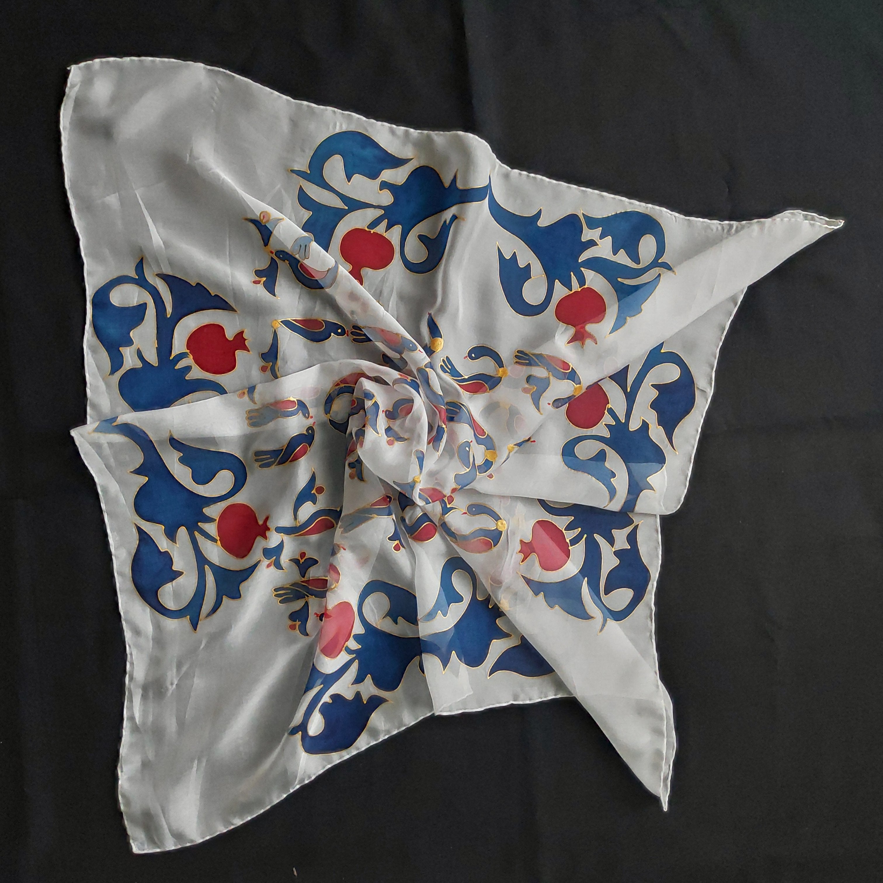 Shoghik Armenian Silk Scarf with Armenian Alphabet