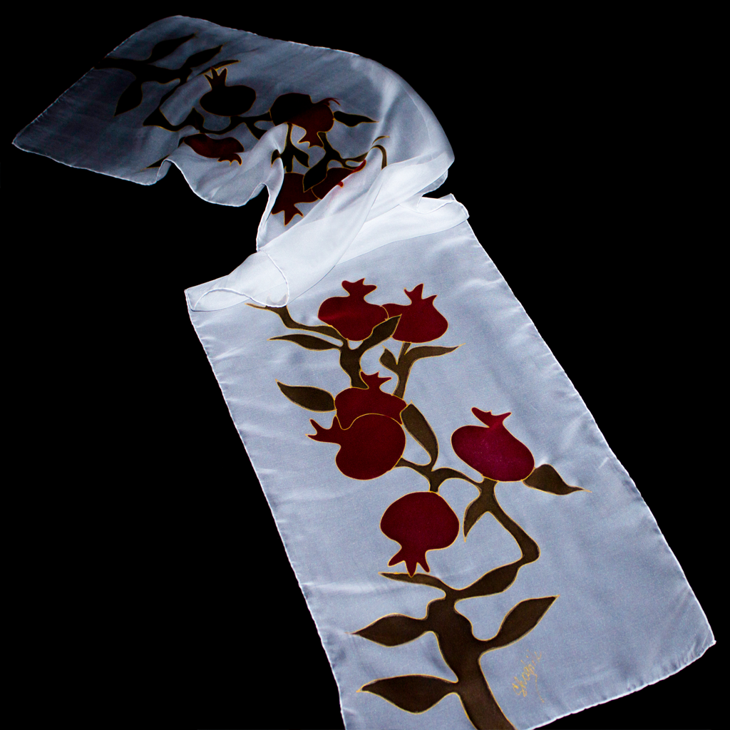 Armenian Batik Scarf "Pomegranate Tree"