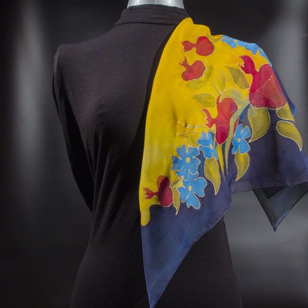 Shoghik Armenian Silk Scarf with Pomegranates