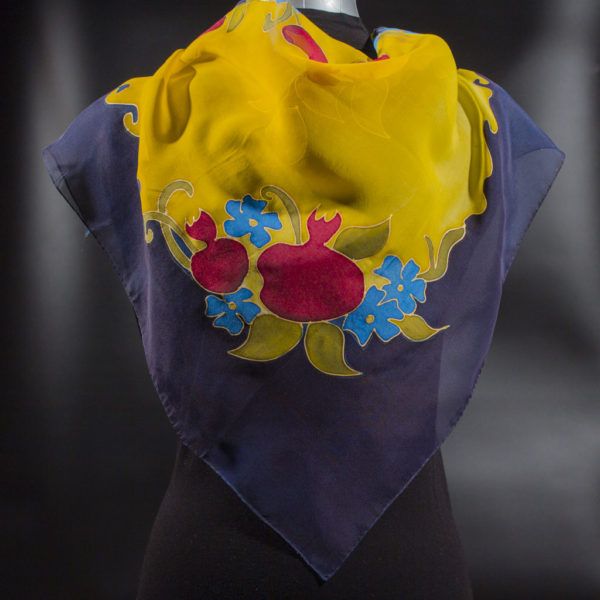 Shoghik Armenian Silk Scarf with Pomegranates
