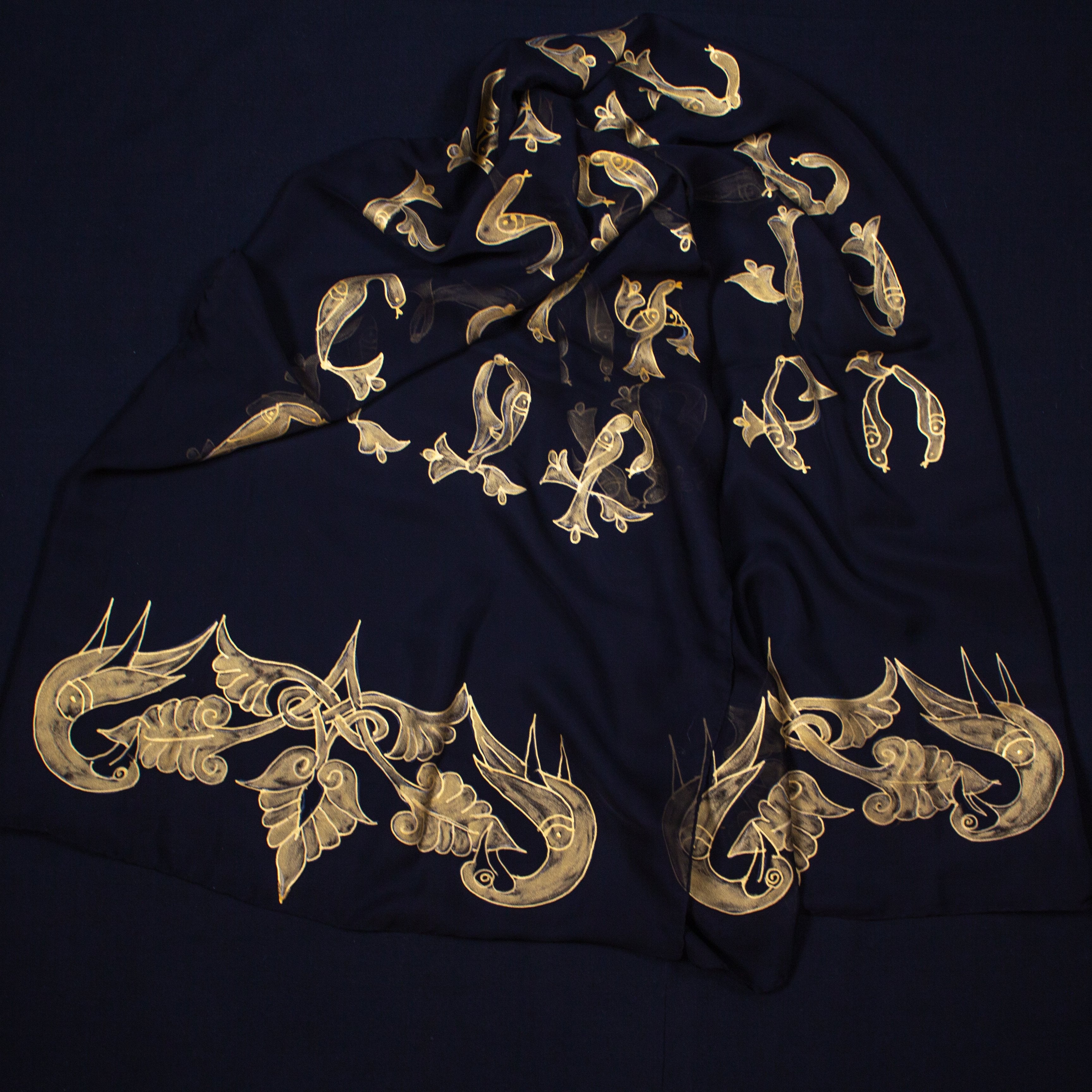 Shoghik Armenian Silk Scarf with Armenian Alphabet