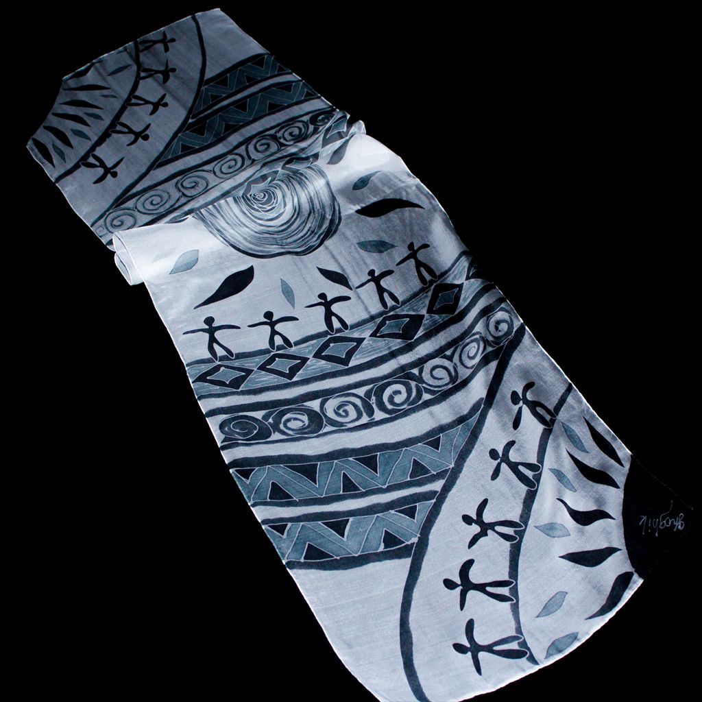 Handmade Batik Silk Scarf - Petroglyphs