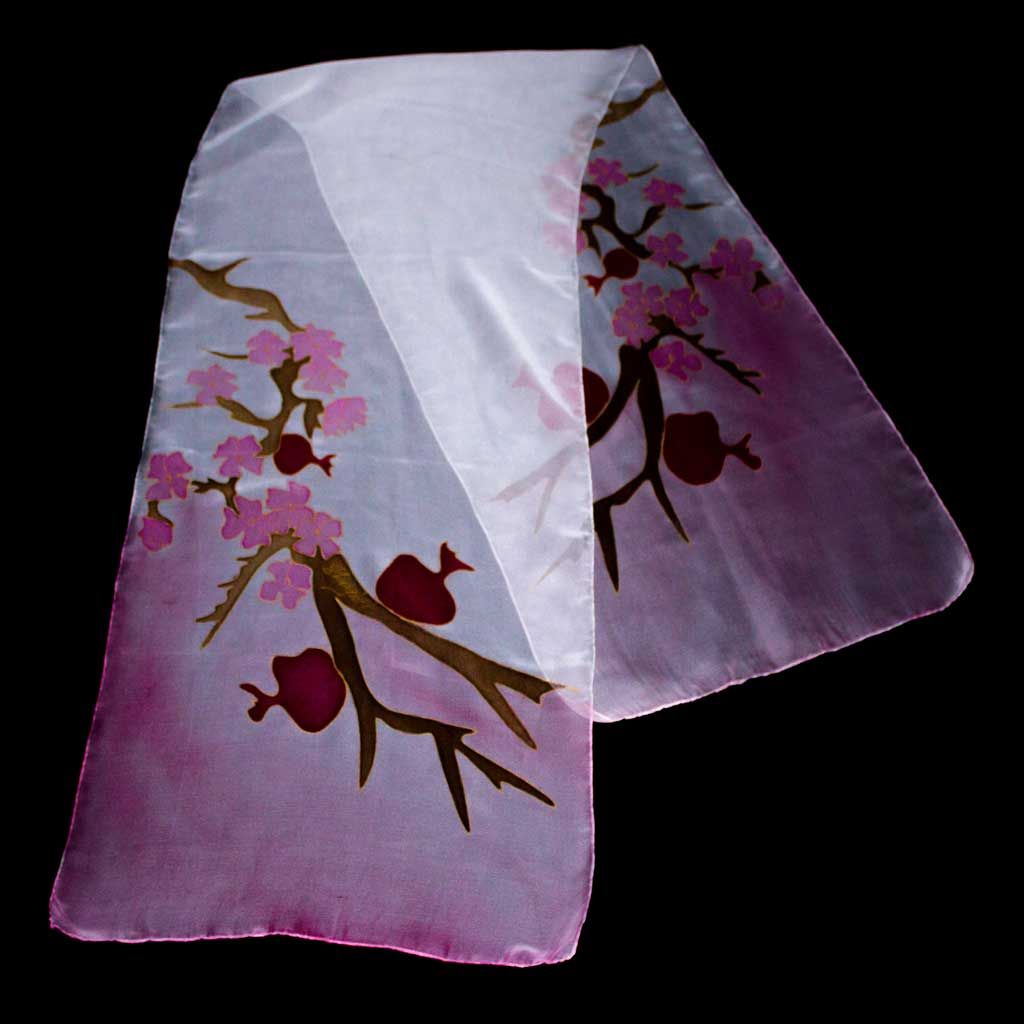 Shoghik Armenian Silk Scarf with Pomegranates