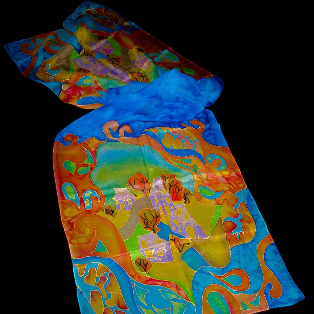 Colorful Batik Silk Scarf - Nature