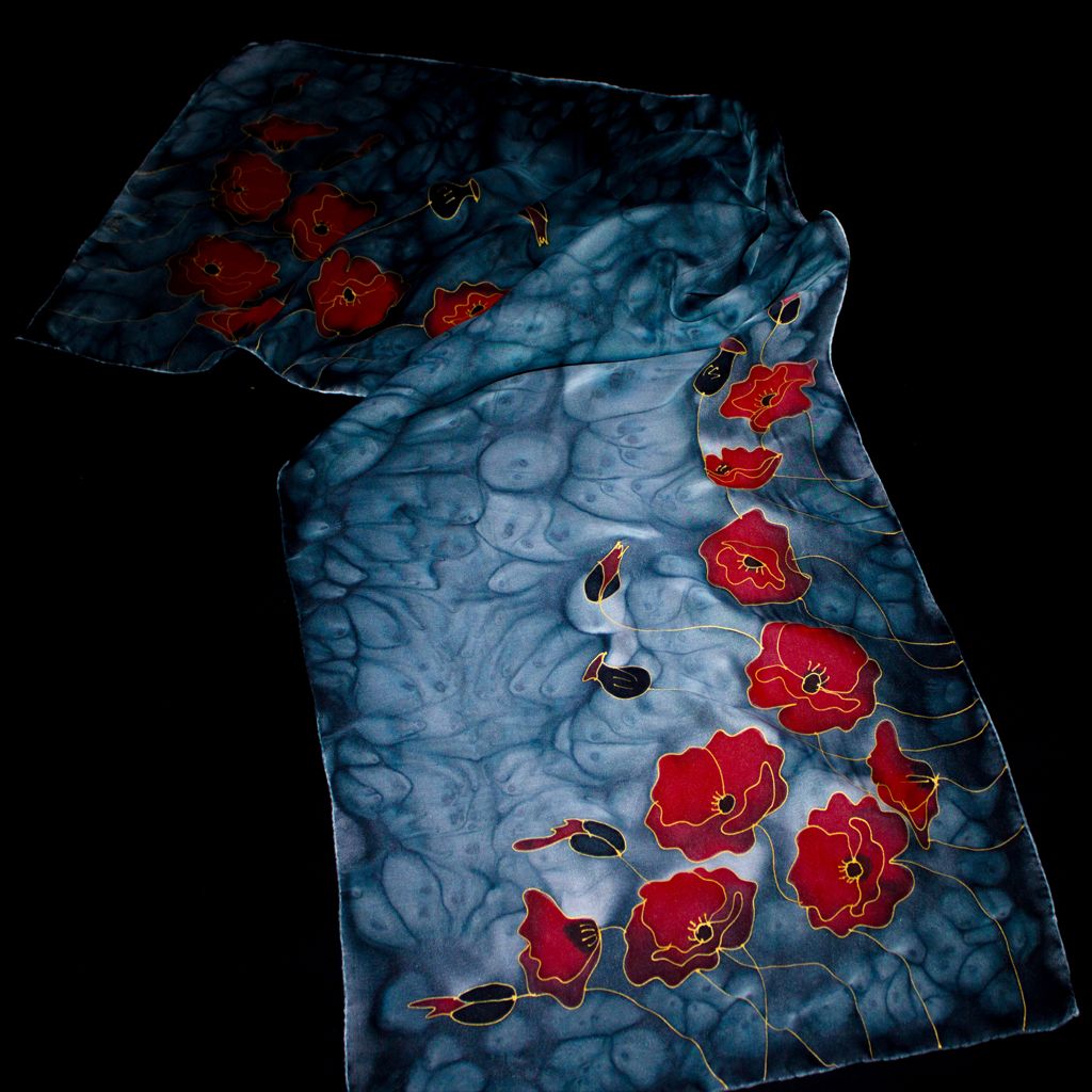 Shoghik Armenian Silk Scarf with Flowers