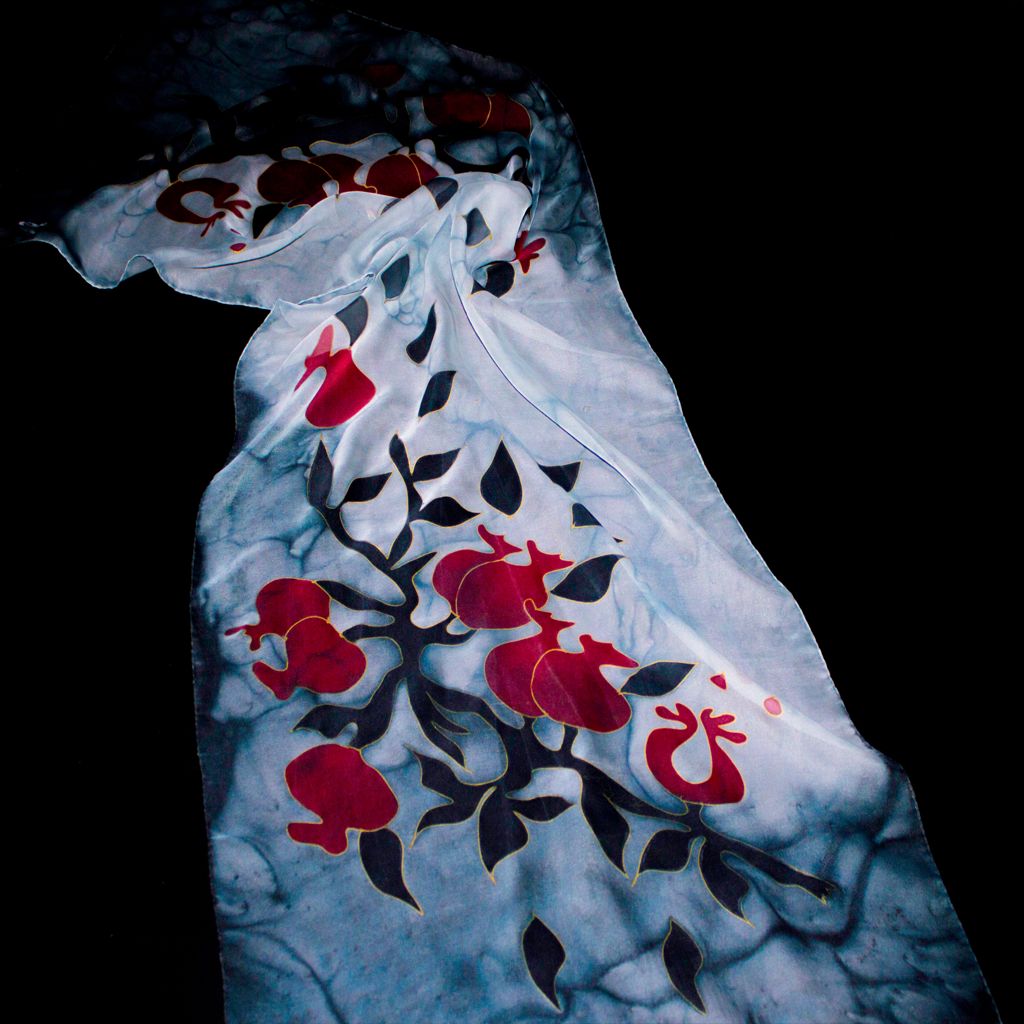 Scarf with Pomegranate Tree