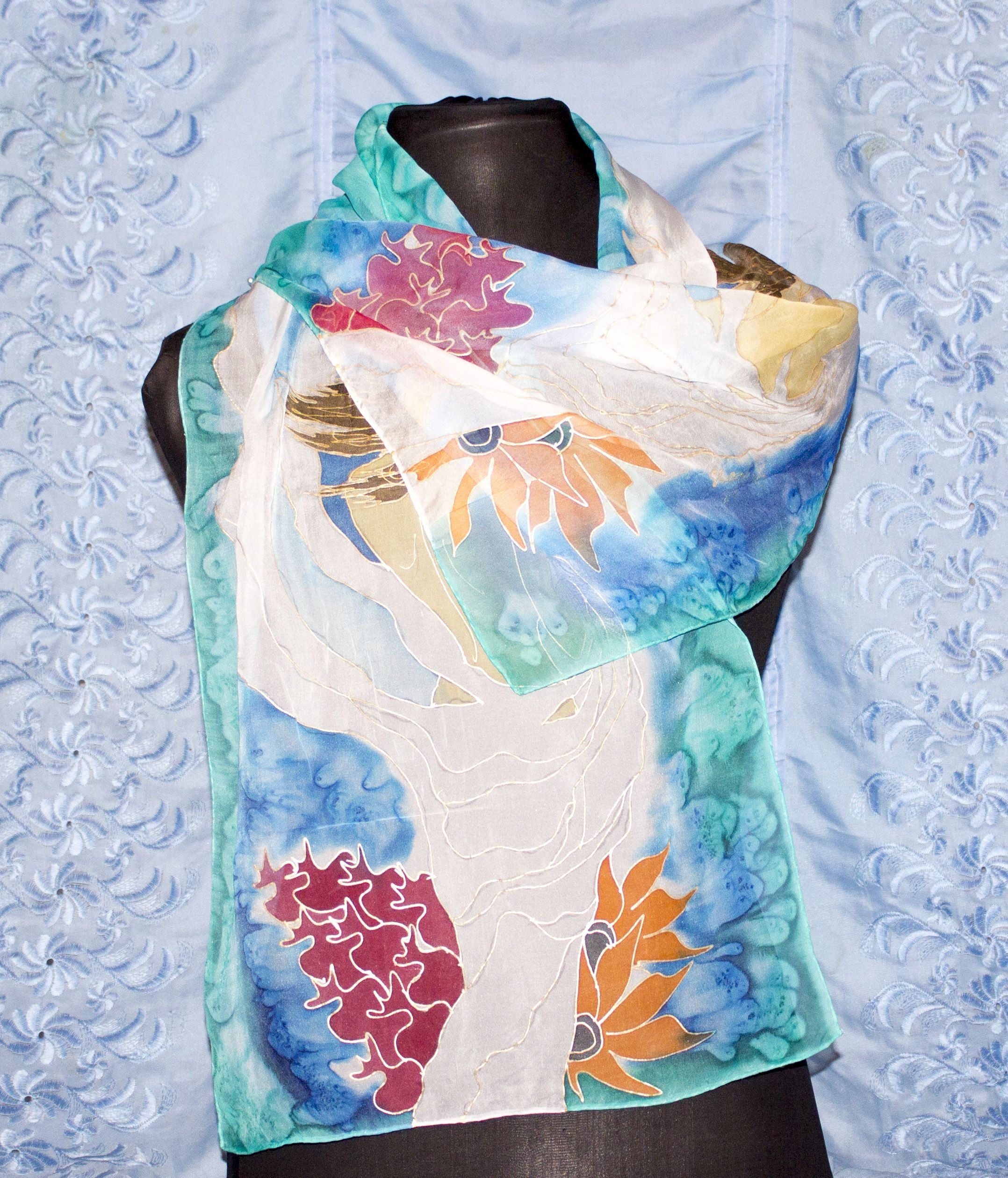 Shoghik Armenian Silk Scarf with Akhtamar