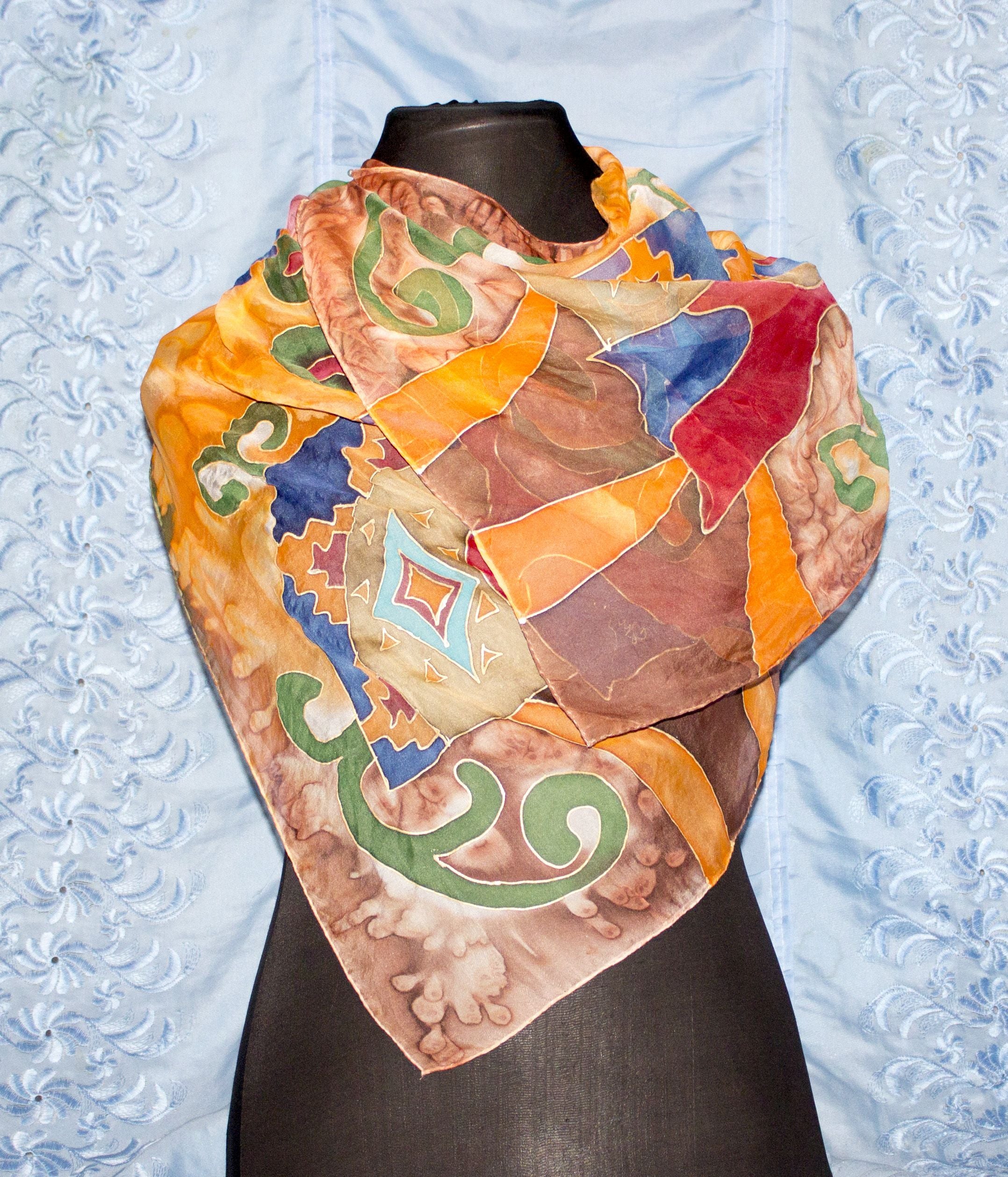 Armenian Handmade Silk Scarf - Old Pitcher. Abstraction