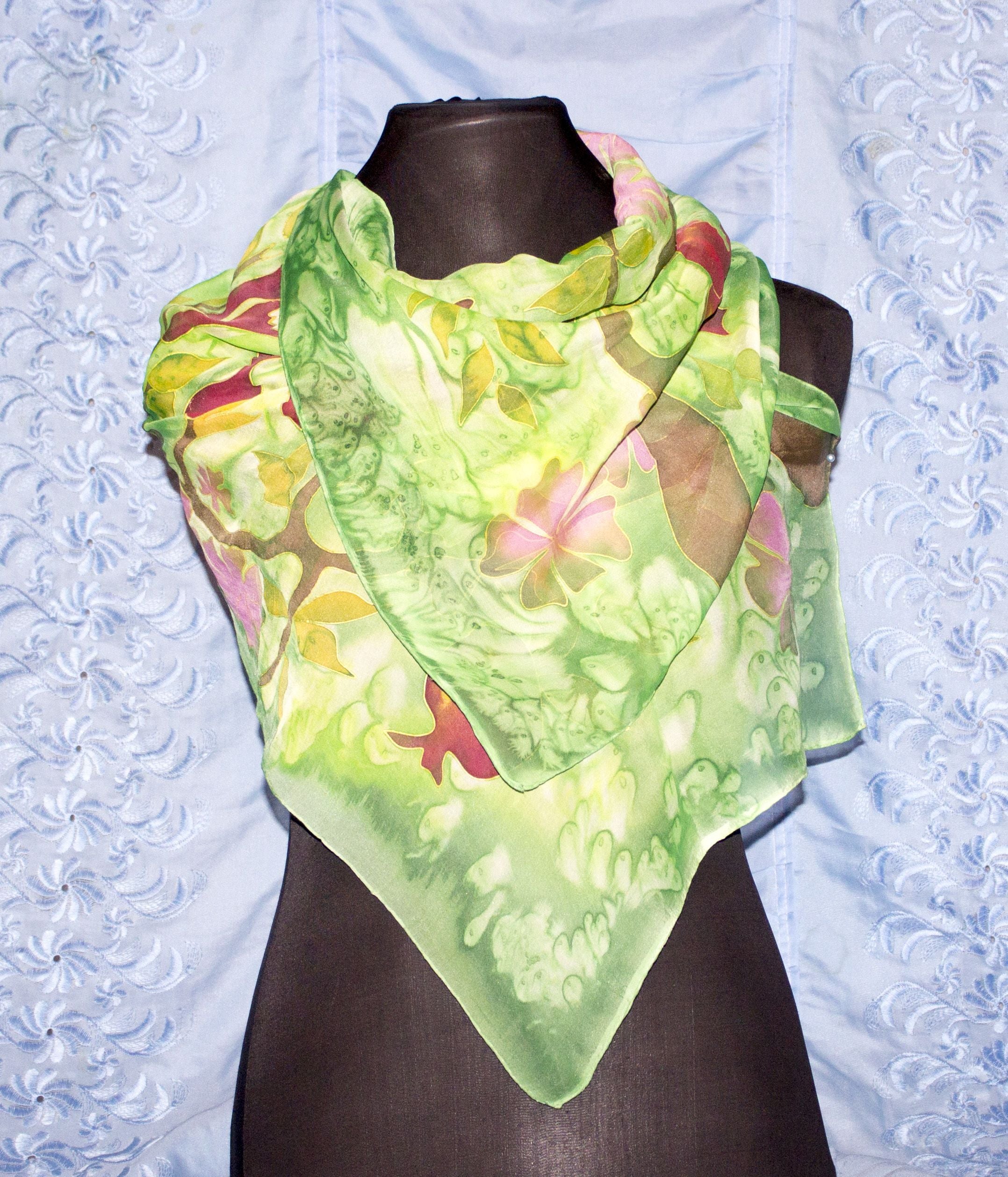 Shoghik Armenian Silk Scarf with Pomegranates