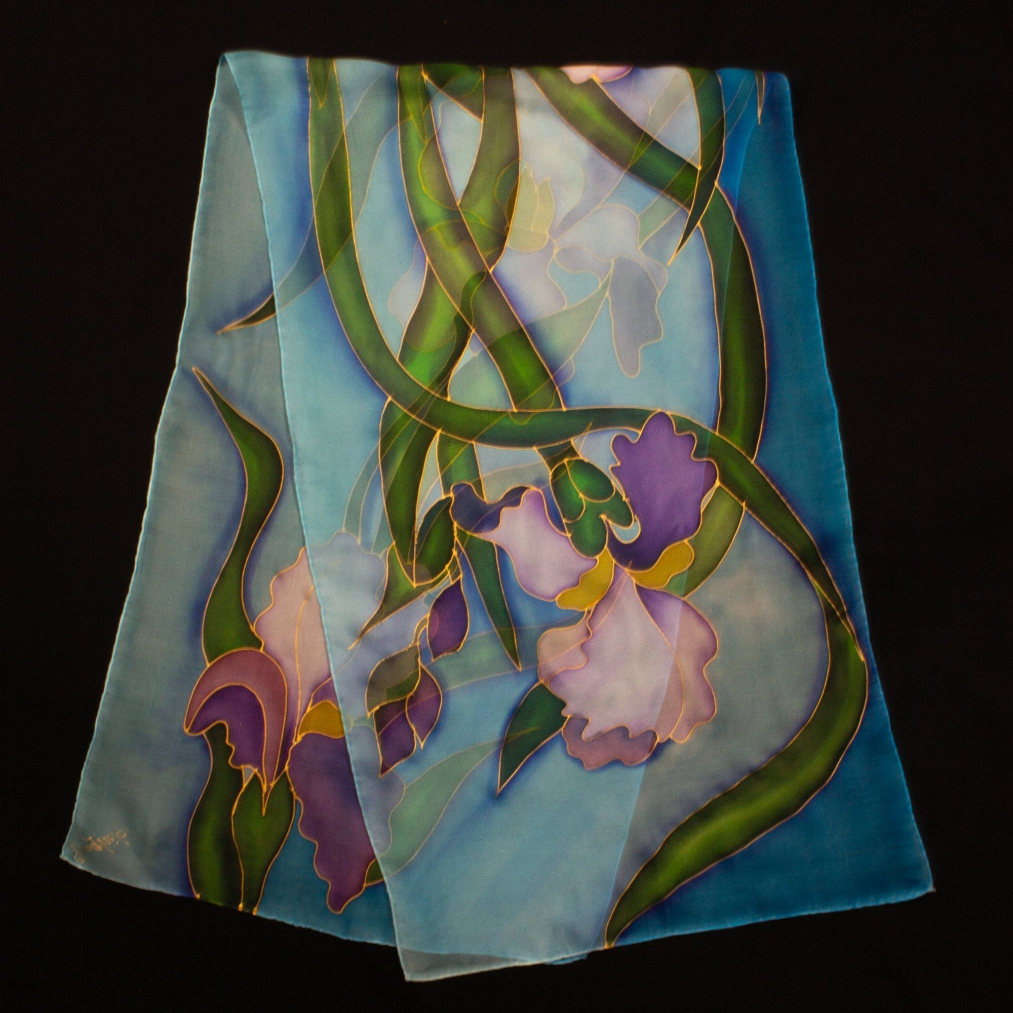Armenian Handmade Silk Scarf With Irises