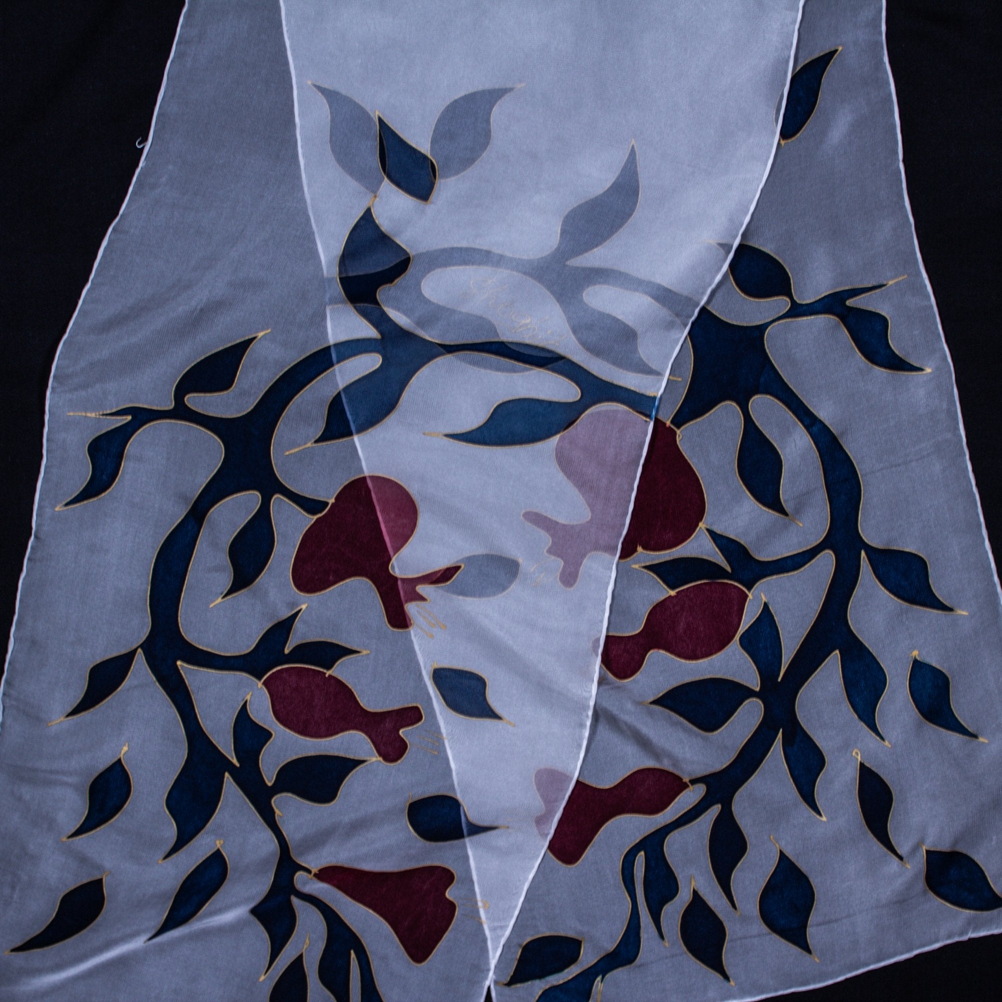 Armenian Handmade Silk Scarf - Pomegranates