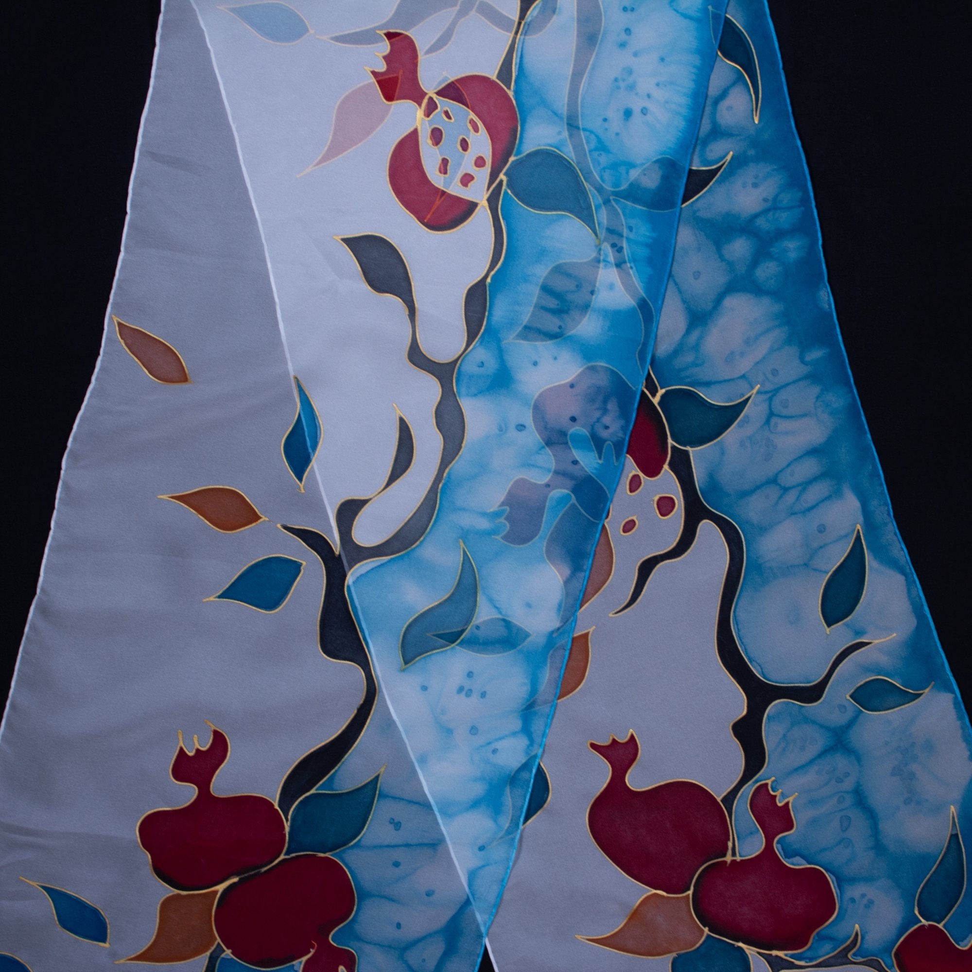 Armenian Handmade Silk Scarf - Pomegranates