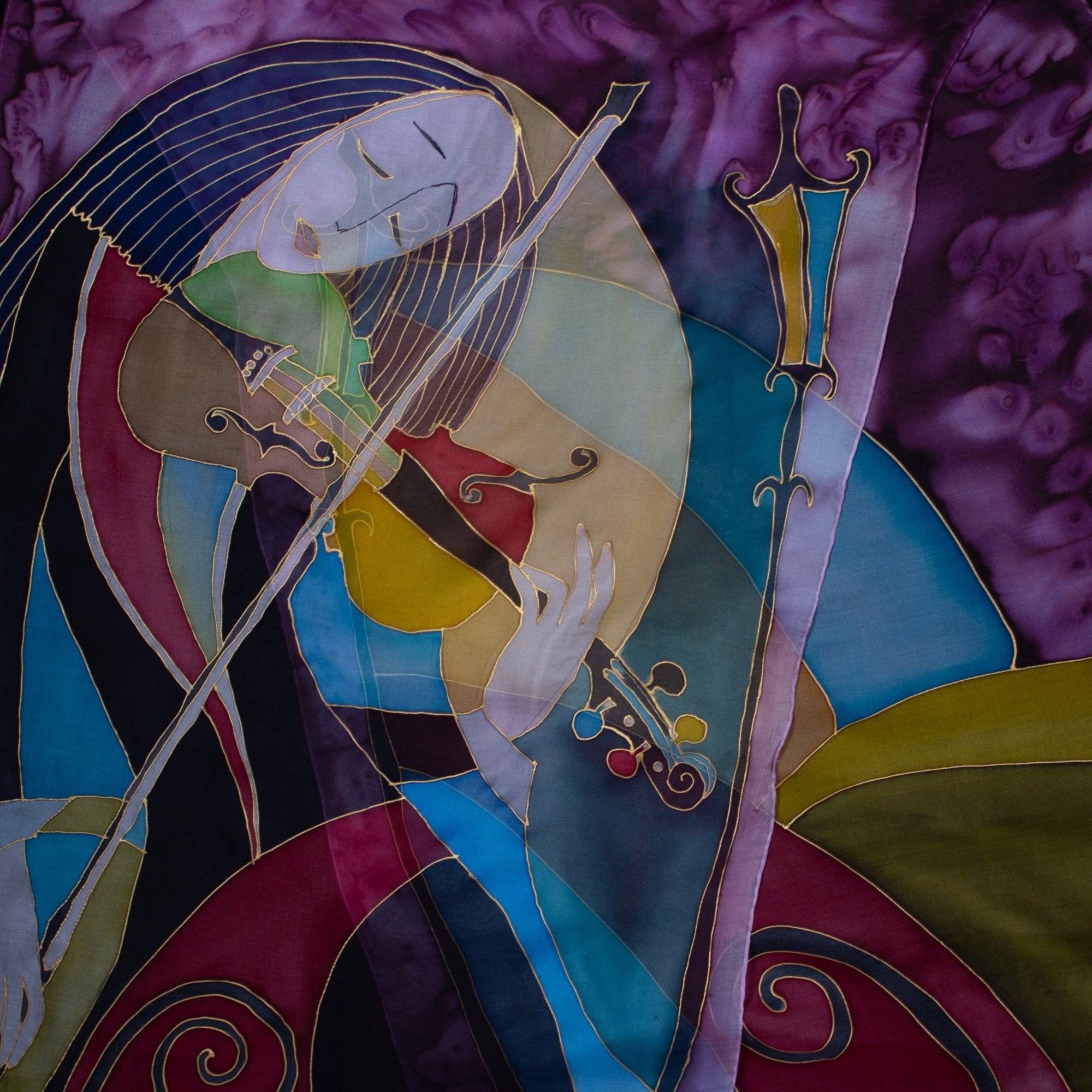 Armenian Handmade Silk Scarf - Violin