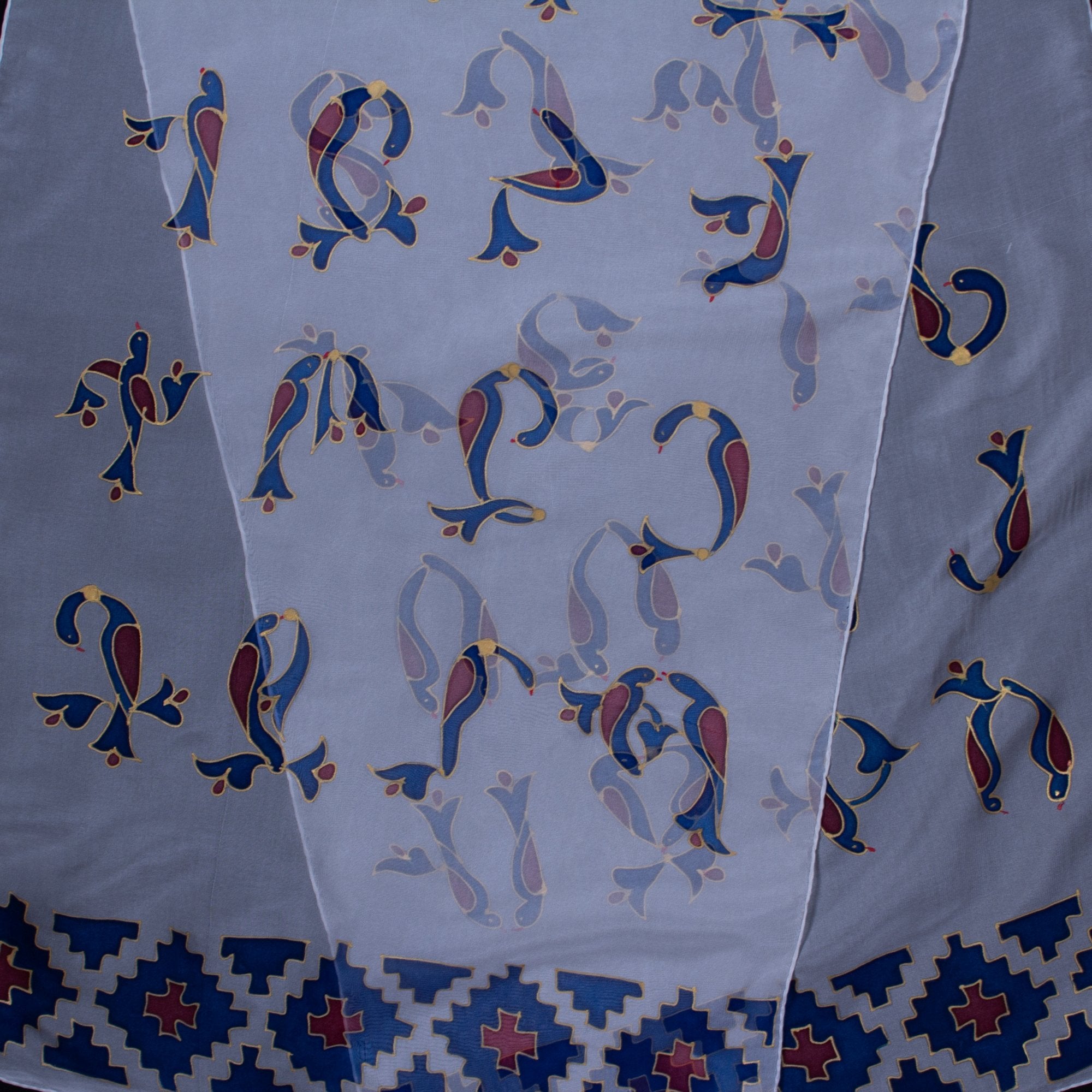 Armenian Handmade Silk Scarf - Letters