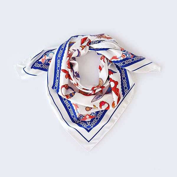 Moreni AYB Armenian Alphabet Letters Scarf - White / Navy