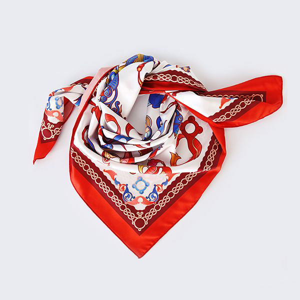 Moreni AYB Armenian Alphabet Letters Scarf - White / Red