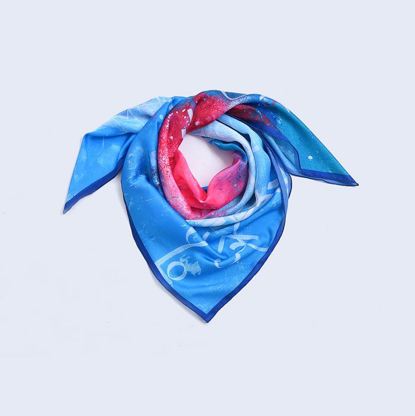 Moreni Scarf - Tarani - Armenian Letters (Blue)