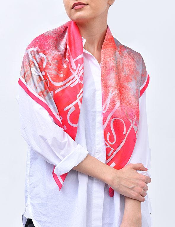 Moreni Scarf - Tarani - Armenian Letters (Pink)