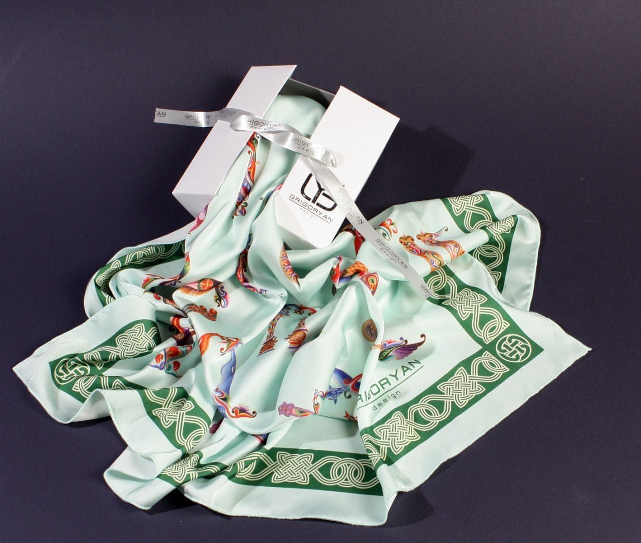 Armenian Alphabet Scarf by Grigoryan Scarves (green)
