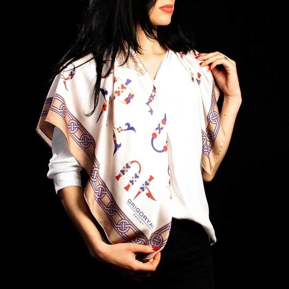 Armenian Alphabet Scarf by Grigoryan Scarves (gold)