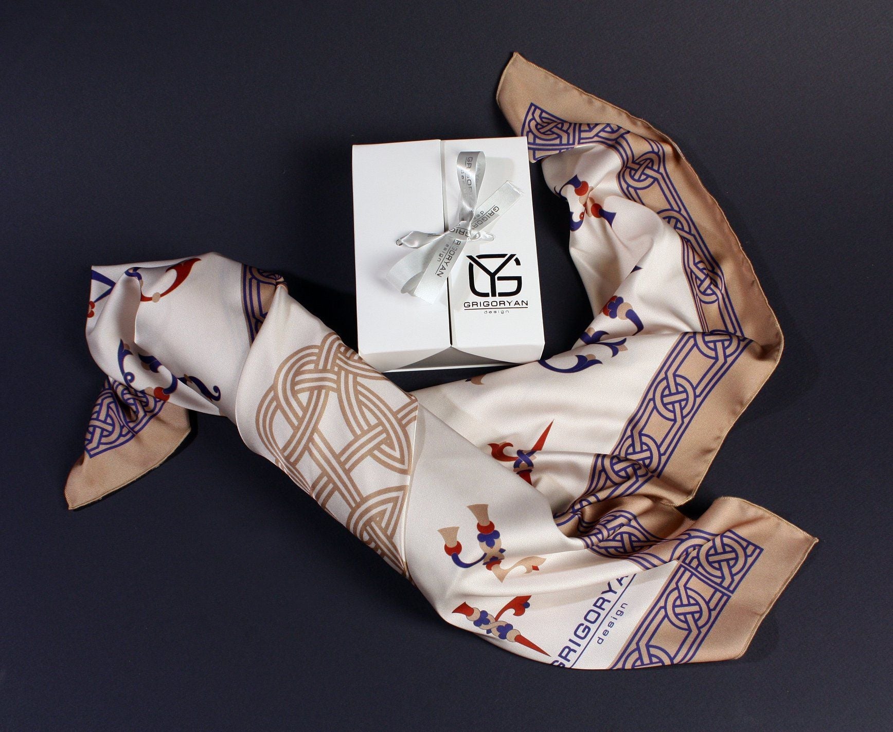 Armenian Alphabet Scarf by Grigoryan Scarves (gold)