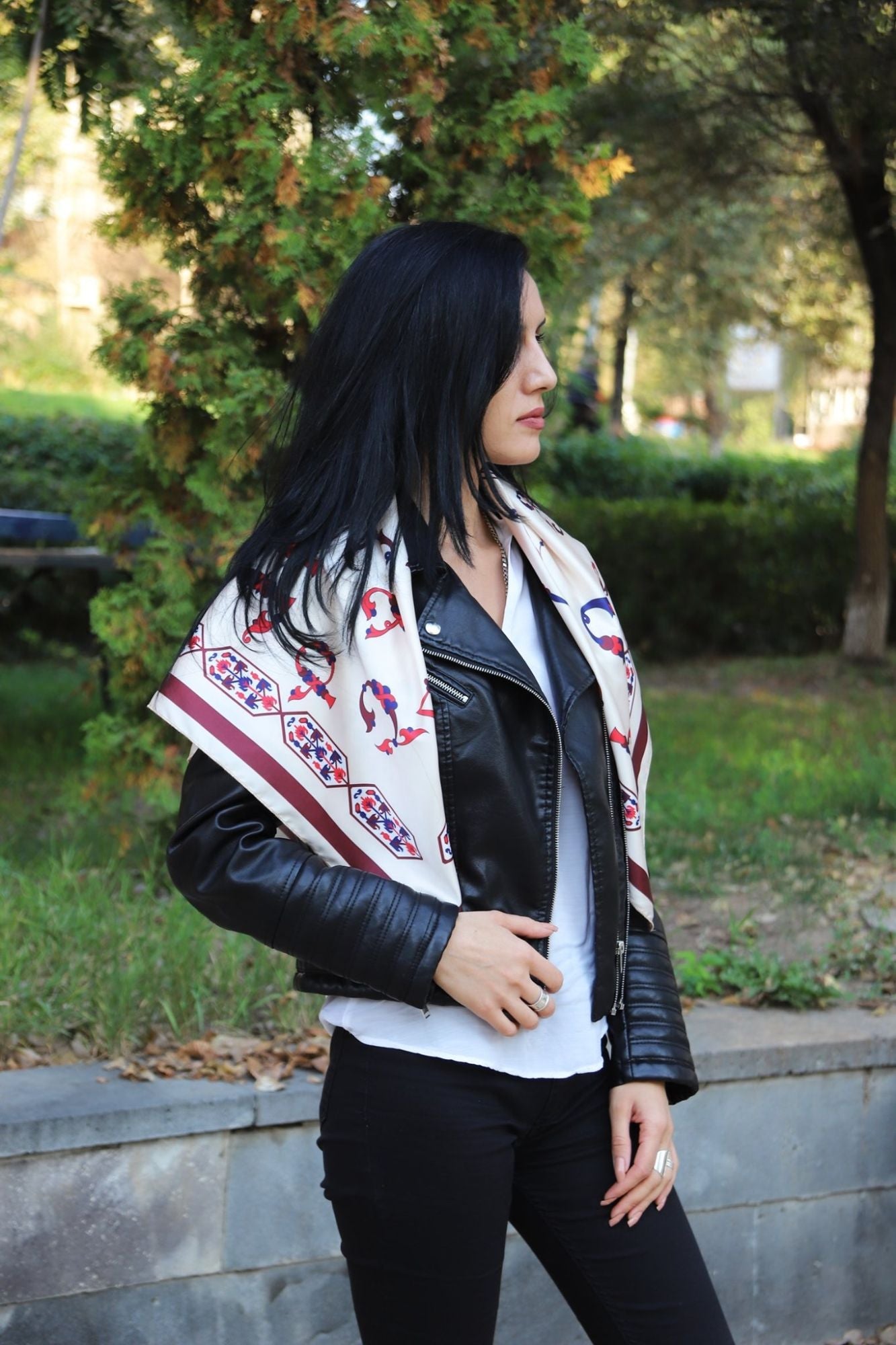 Armenian Alphabet Scarf by Grigoryan Scarves (cream)