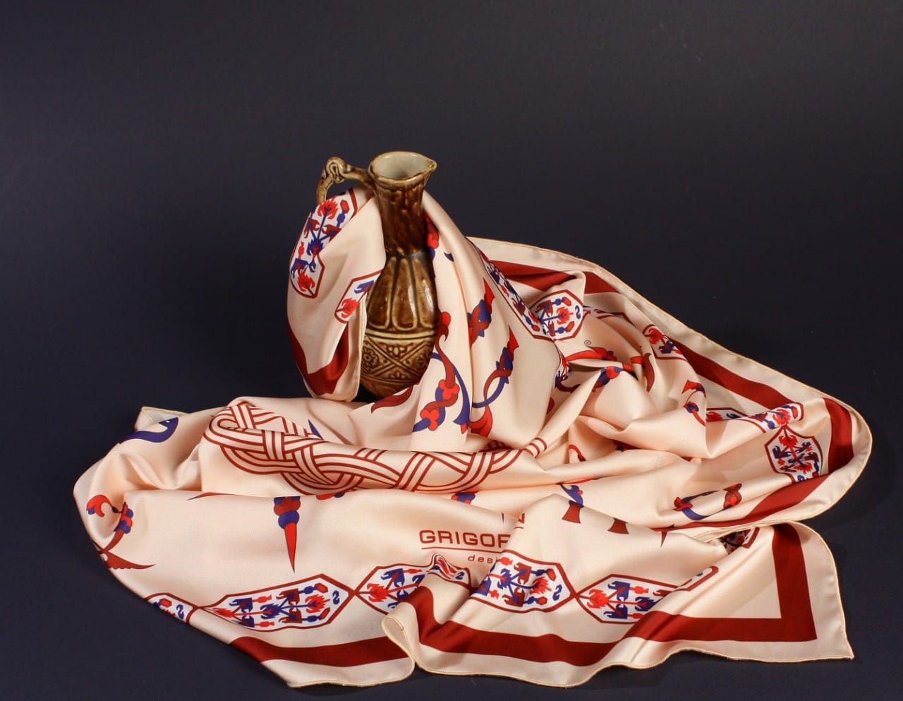 Armenian Alphabet Scarf by Grigoryan Scarves (cream)