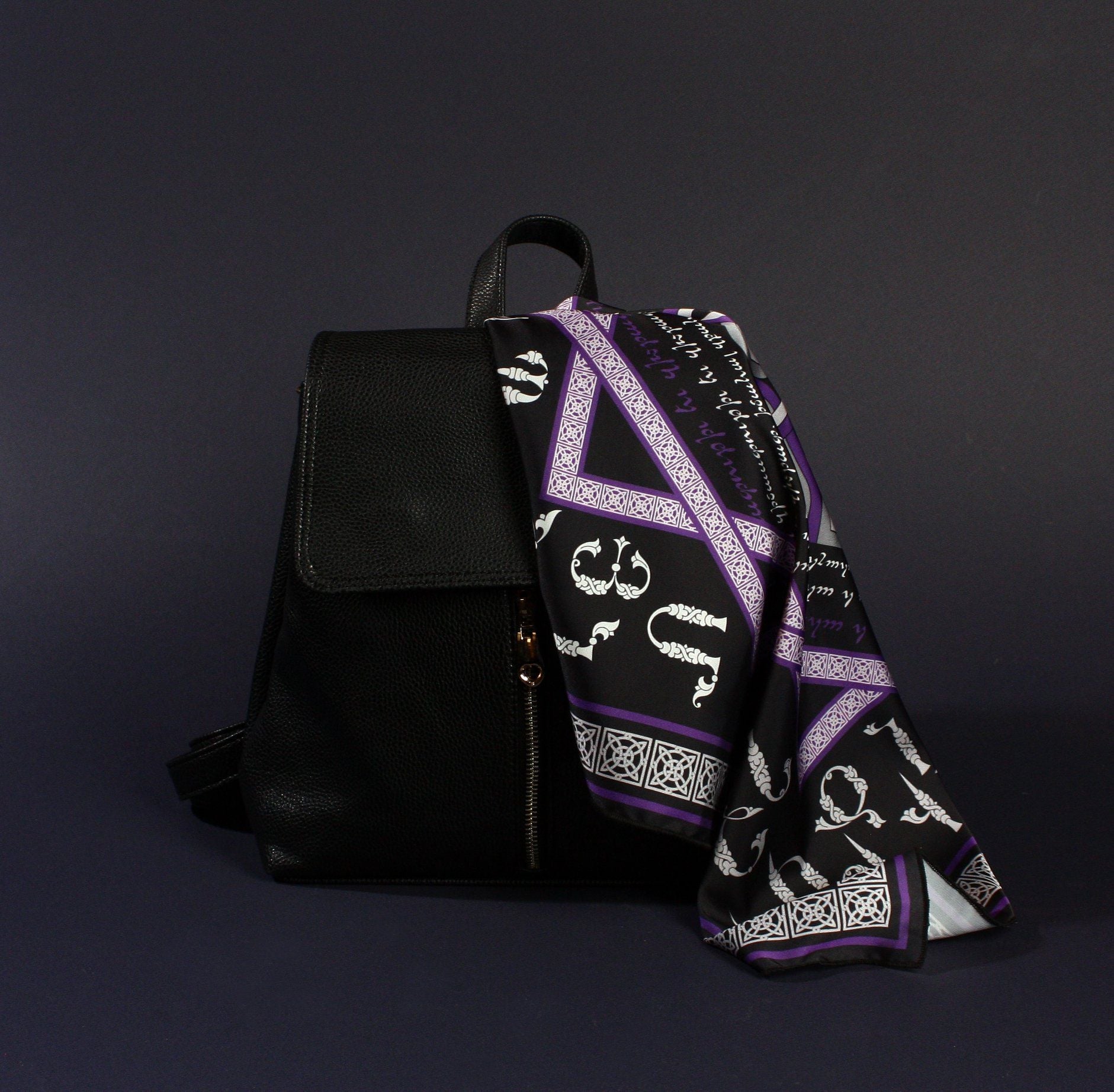 Armenian Alphabet Scarf by Grigoryan Scarves (black)