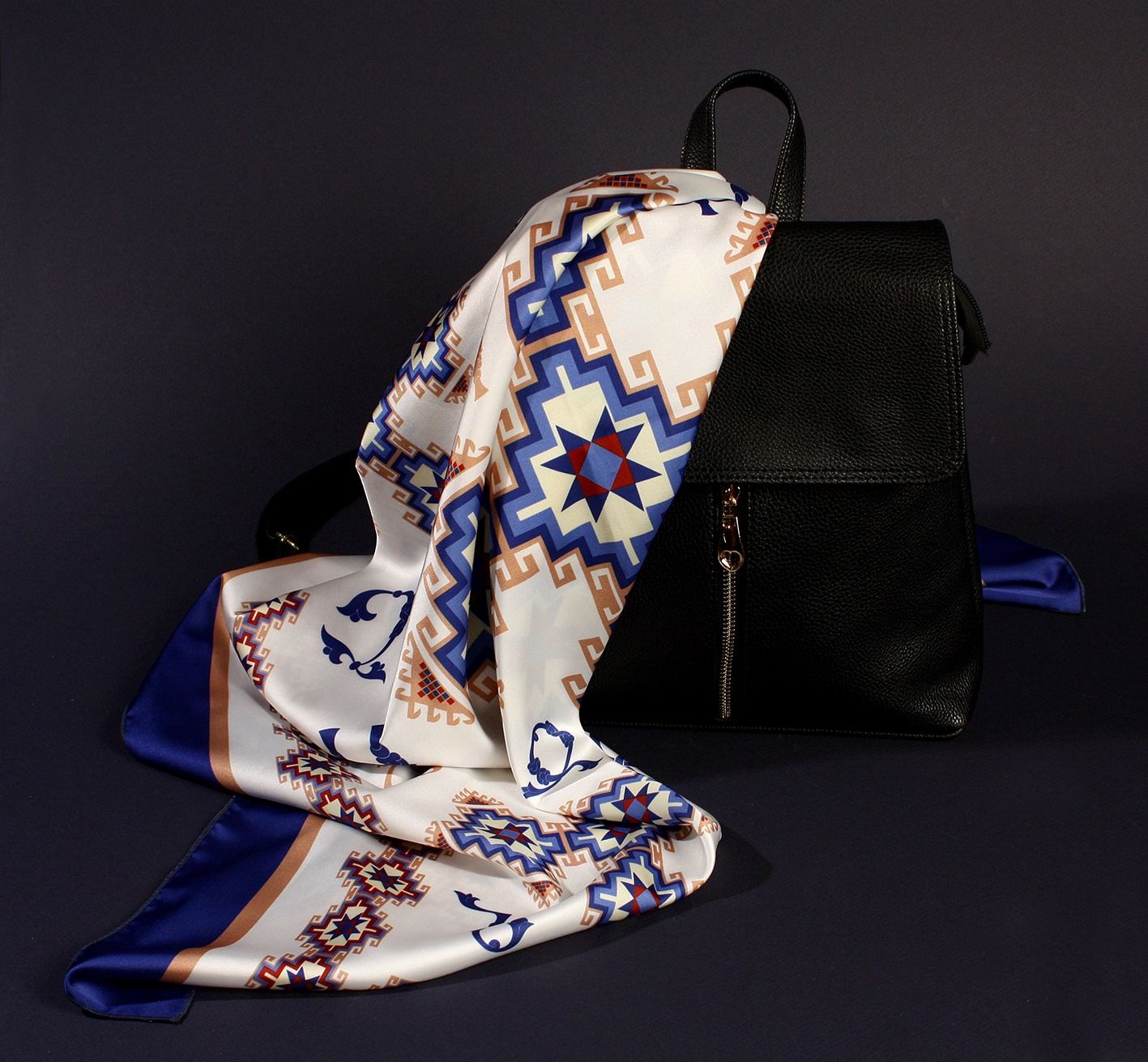 Armenian Alphabet Scarf by Grigoryan Scarves (blue)