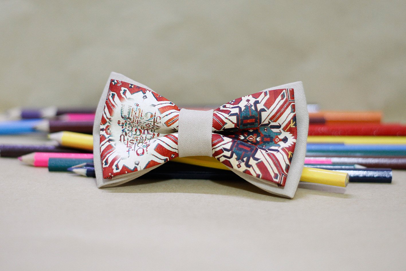 Armenian Ornaments with Alphabet Bow Tie
